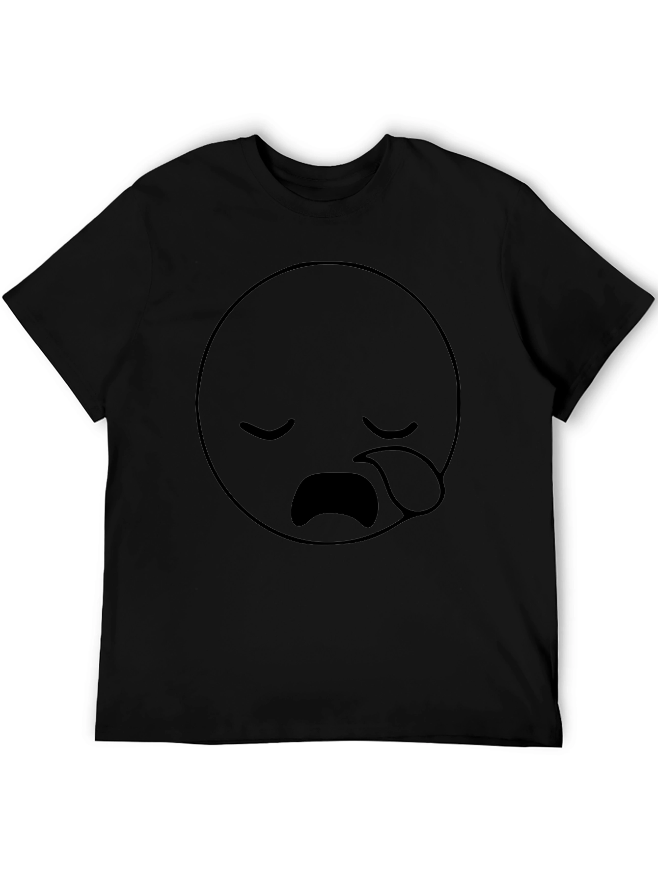 Sad Face Emoji Graphic Black T-Shirt