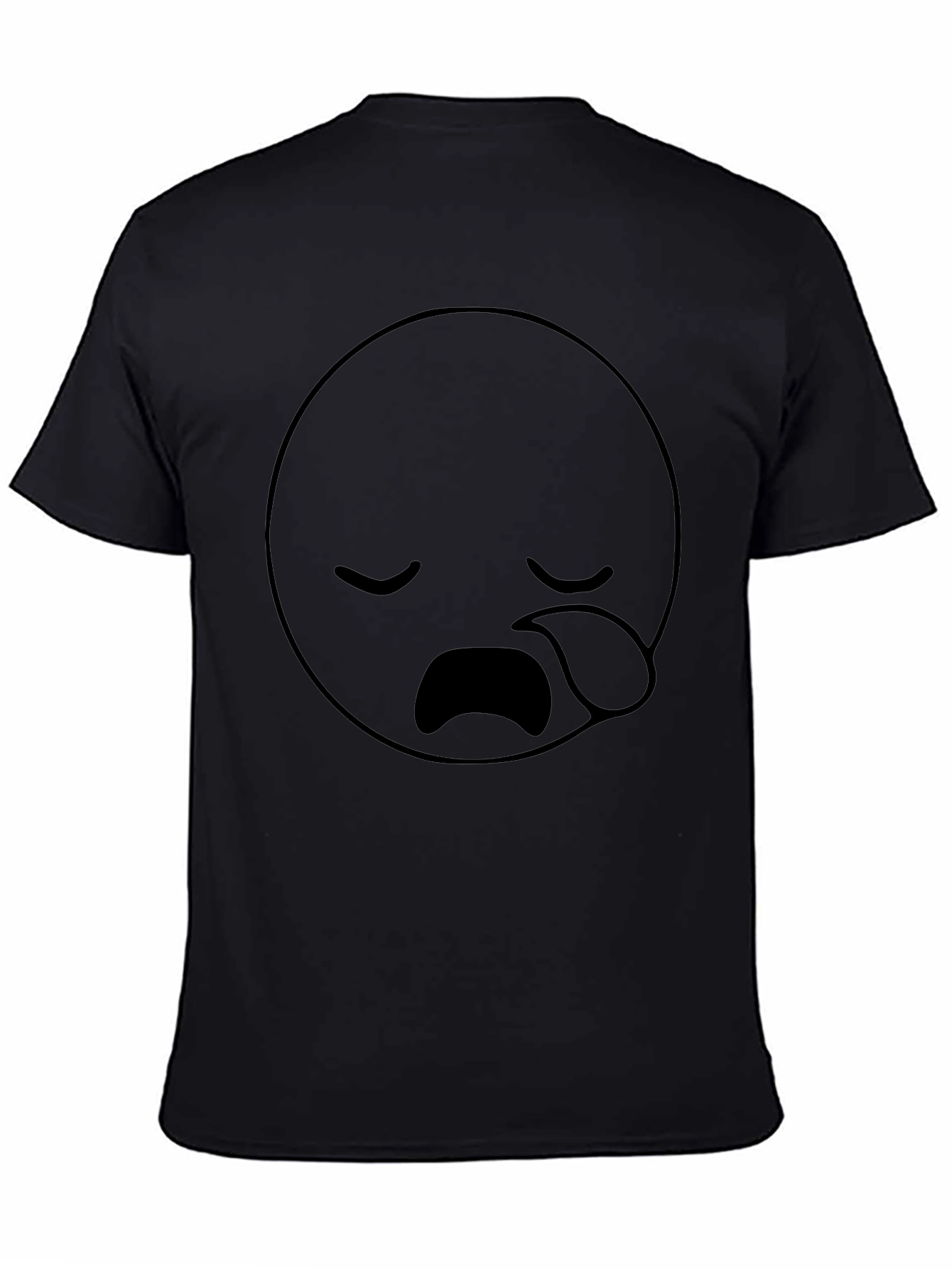 Sad Face Emoji Graphic Black T-Shirt