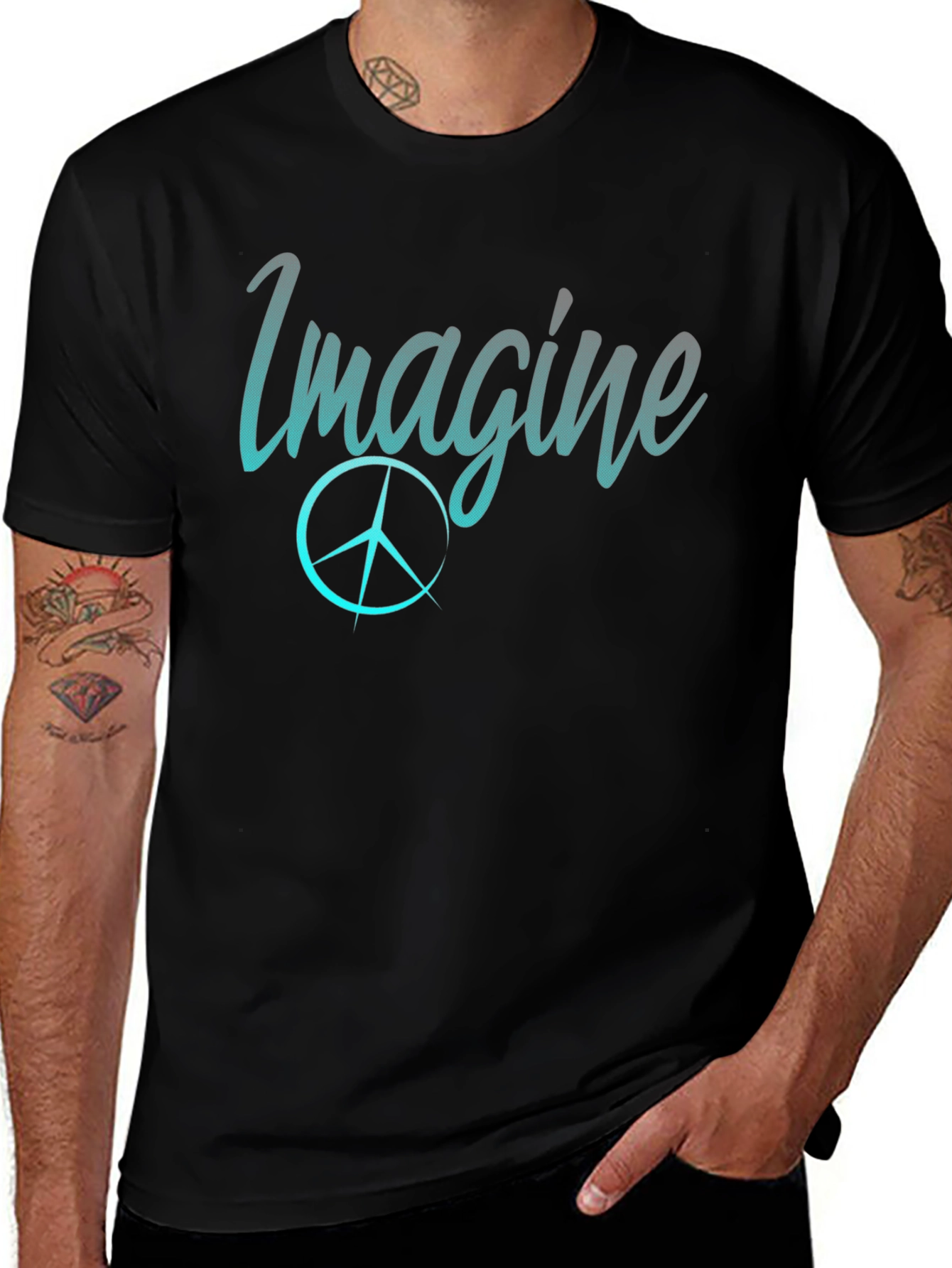 Imagine Peace Sign Black T-Shirt