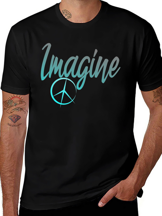 Imagine Peace Sign Black T-Shirt