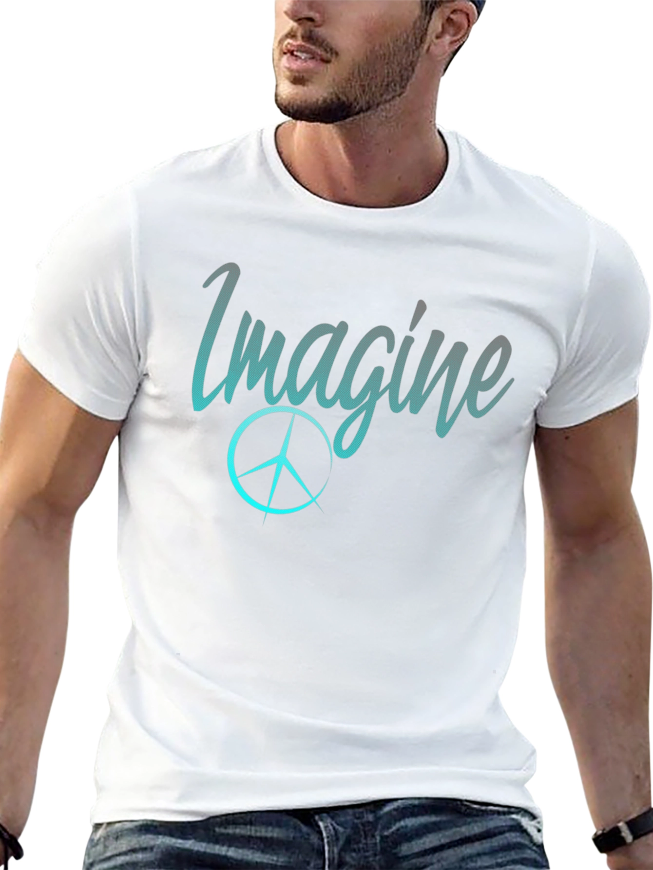 Imagine Peace Sign Black T-Shirt