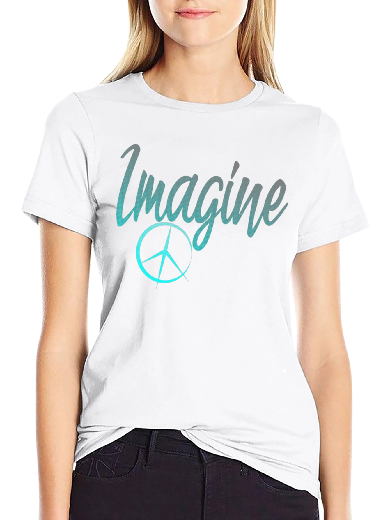 Imagine Peace Sign Black T-Shirt