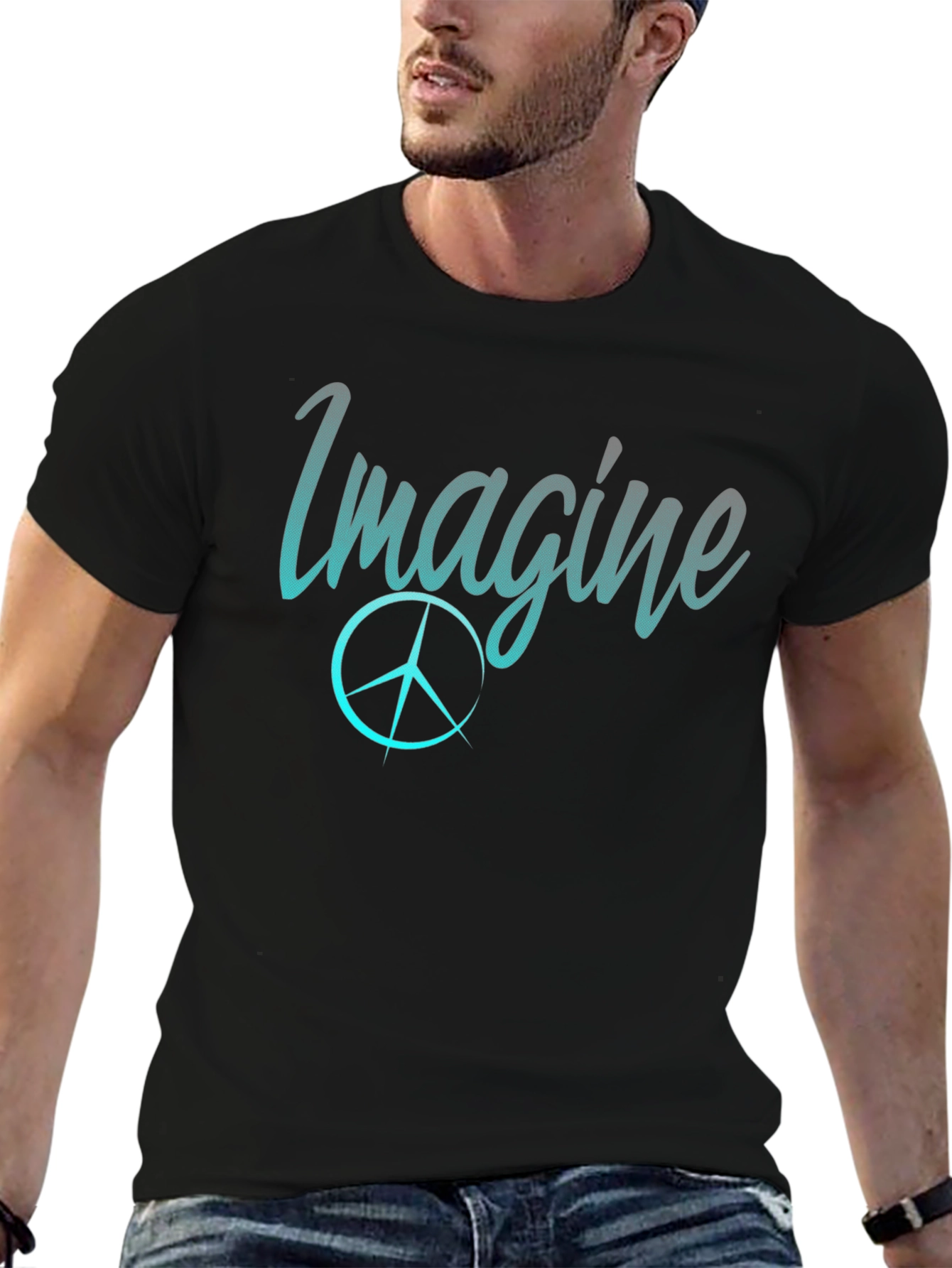 Imagine Peace Sign Black T-Shirt