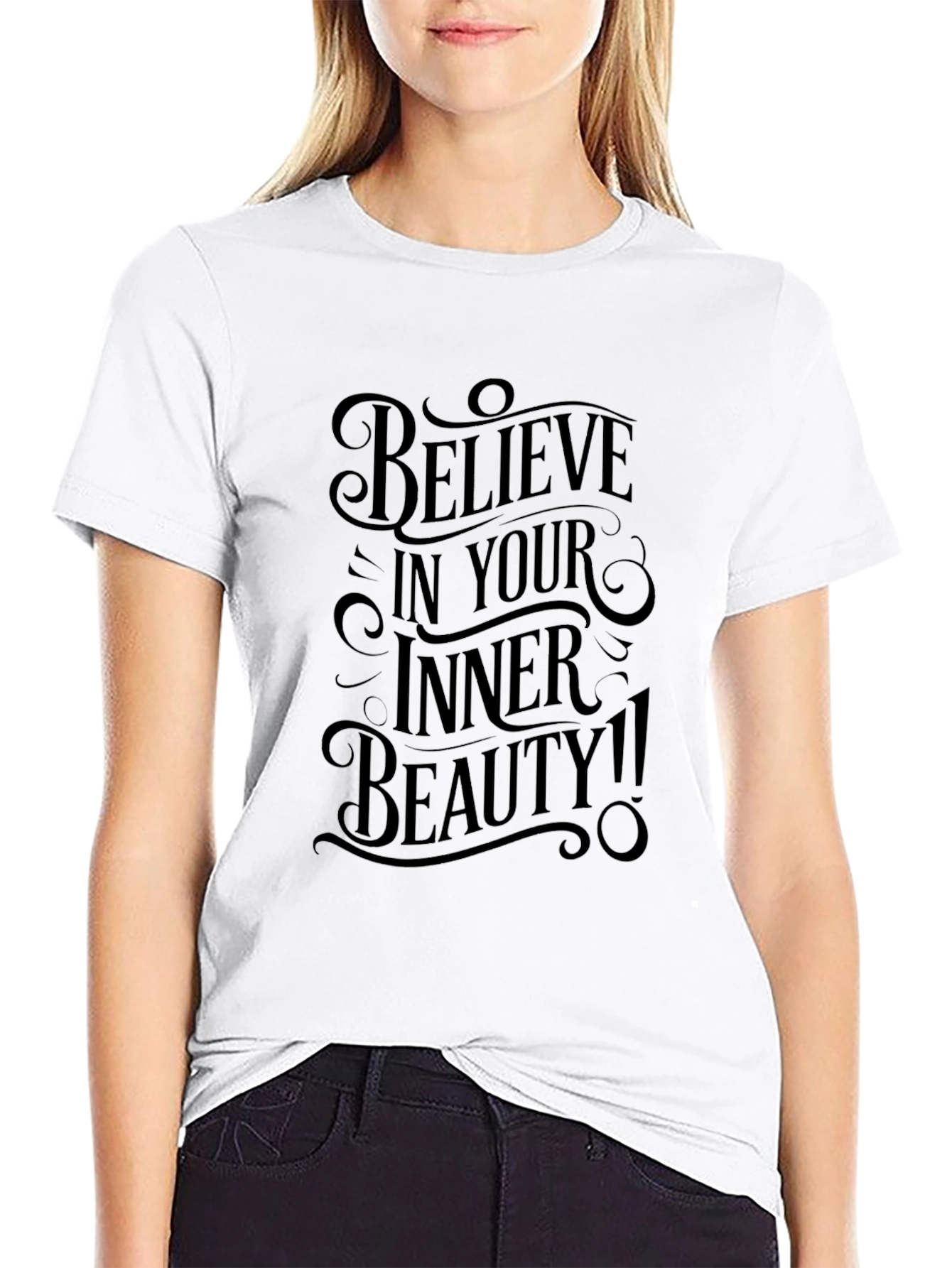 Believe in Your Inner Beauty Black Graphic T-Shirt