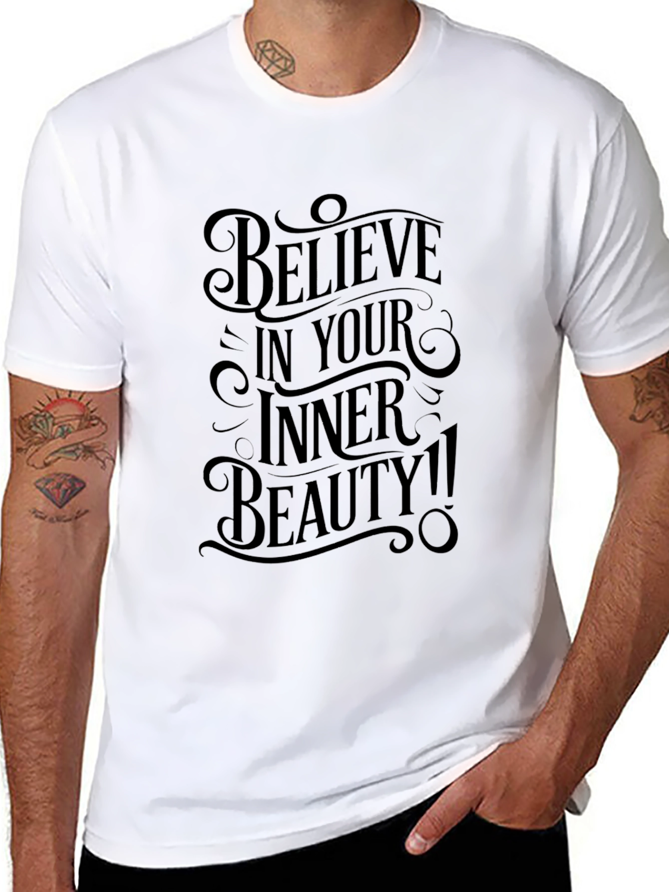 Believe in Your Inner Beauty Black Graphic T-Shirt