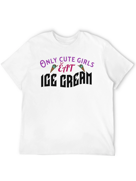 Cute Girls Eat Ice Cream Black T-Shirt