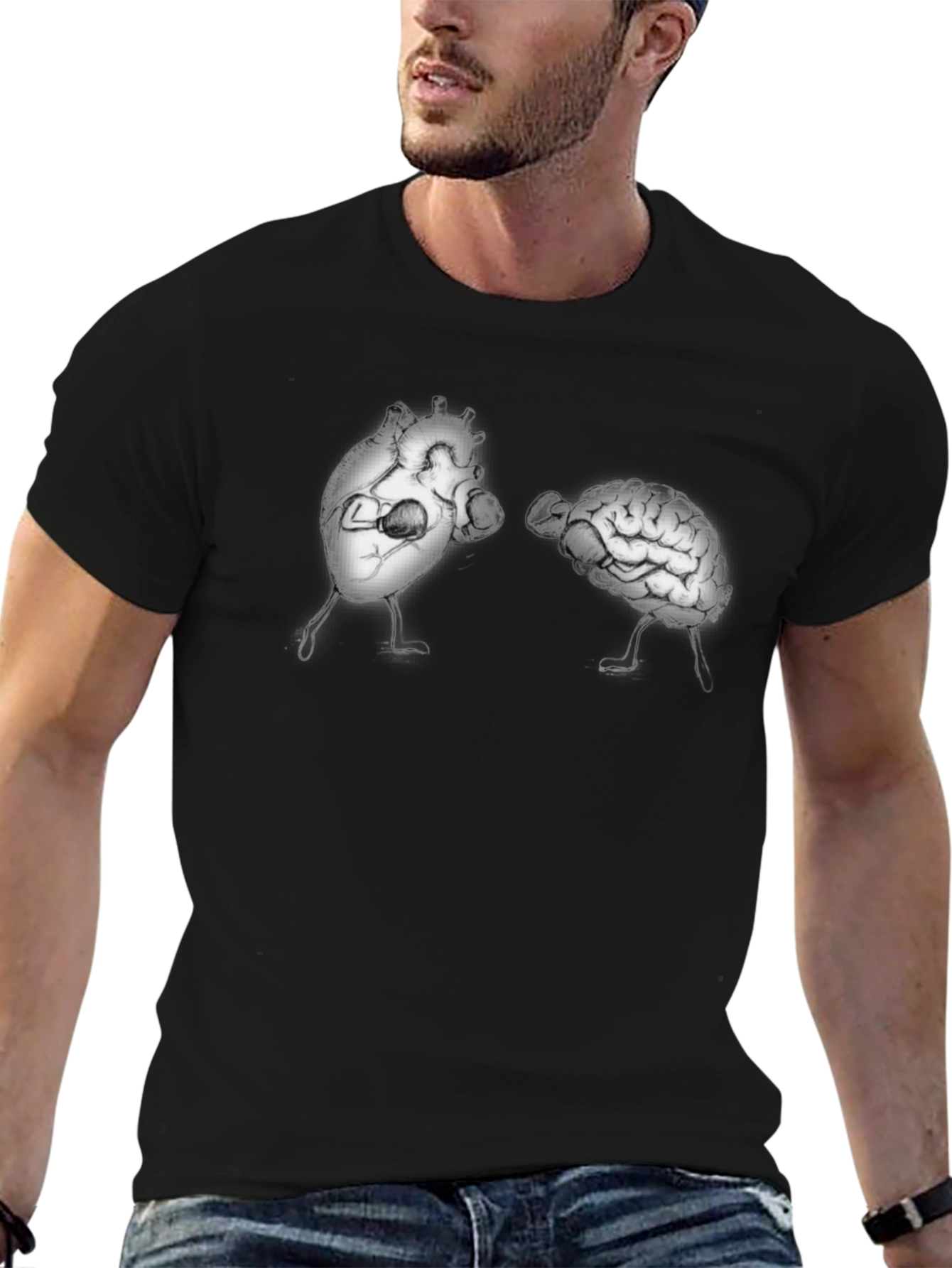 Heart vs. Brain Graphic Tee - Funny Anatomy T-Shirt