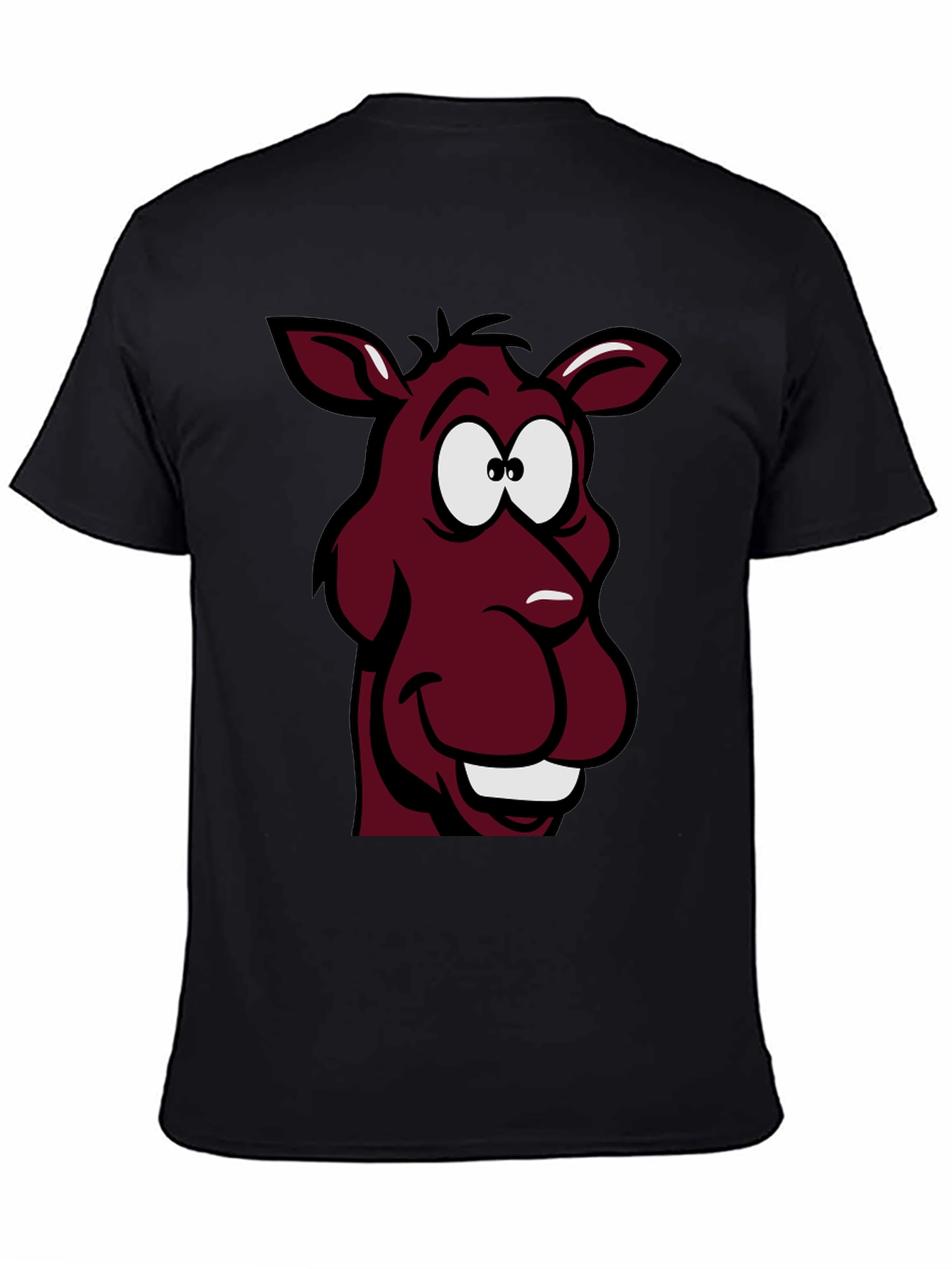 Cartoon Donkey Graphic Tee - Unisex Black T-Shirt