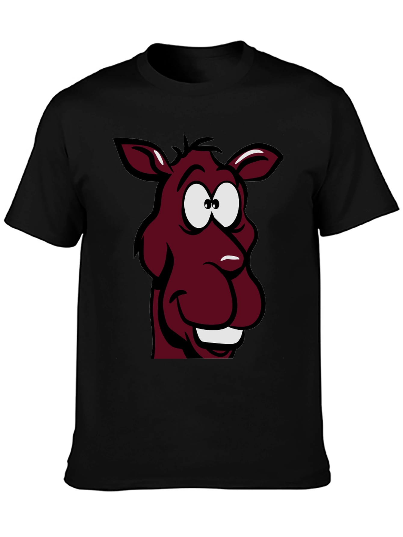 Cartoon Donkey Graphic Tee - Unisex Black T-Shirt