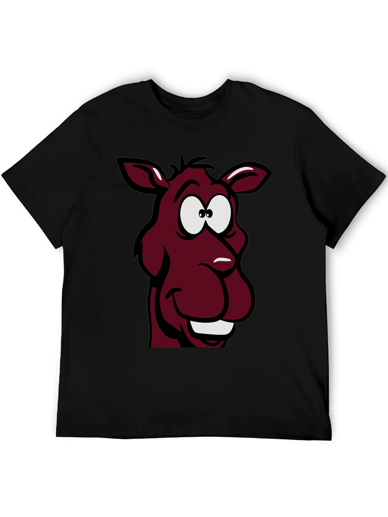 Cartoon Donkey Graphic Tee - Unisex Black T-Shirt