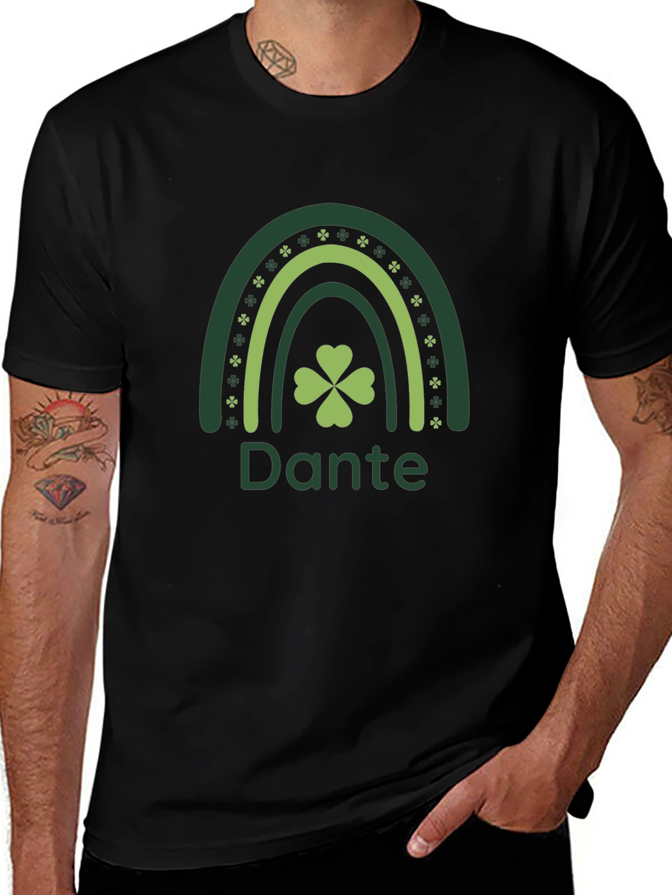 St. Patricks Day Dante Rainbow Clover T-Shirt