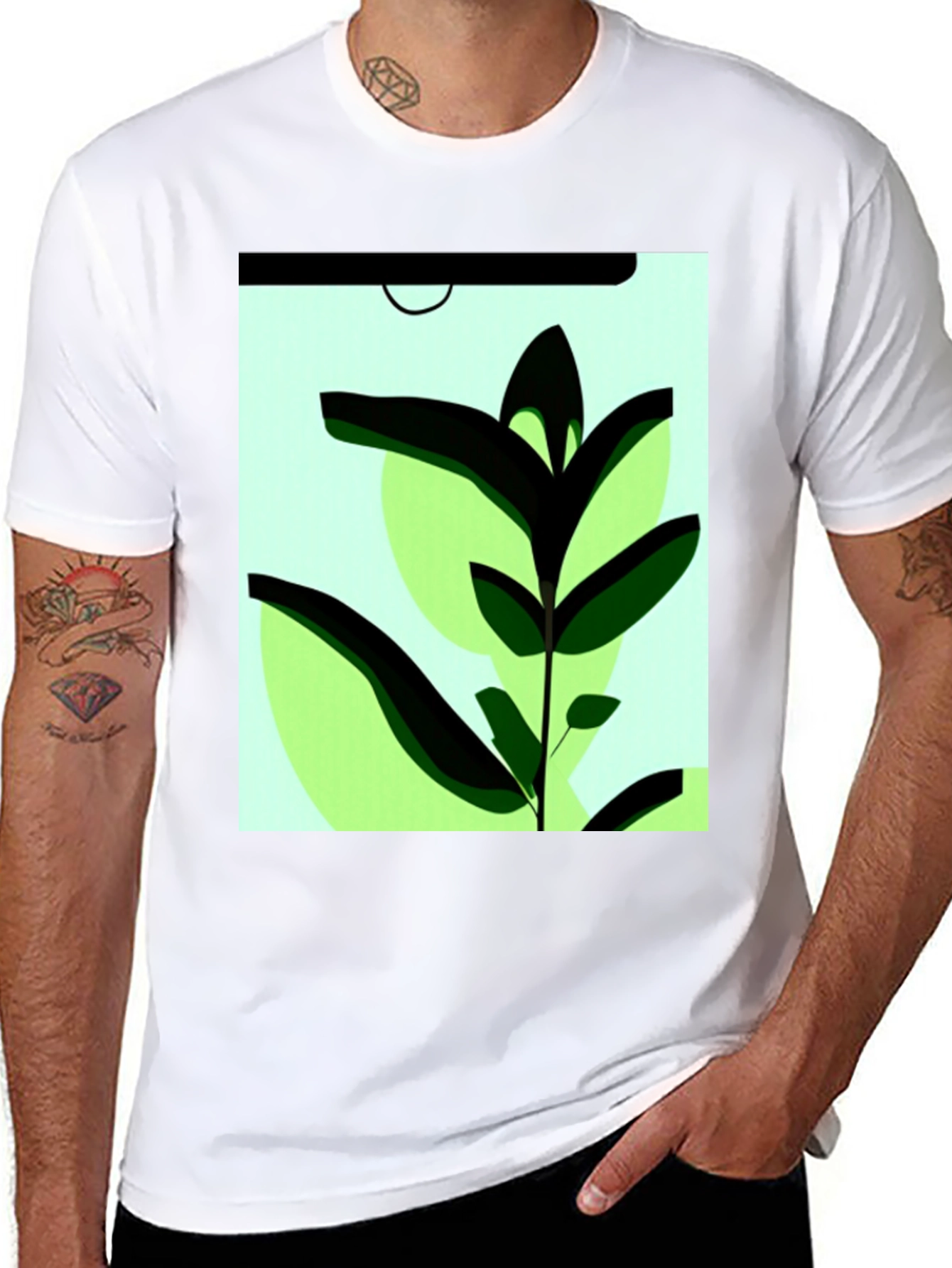 Botanical Graphic Tee - Modern Plant Art Shirt