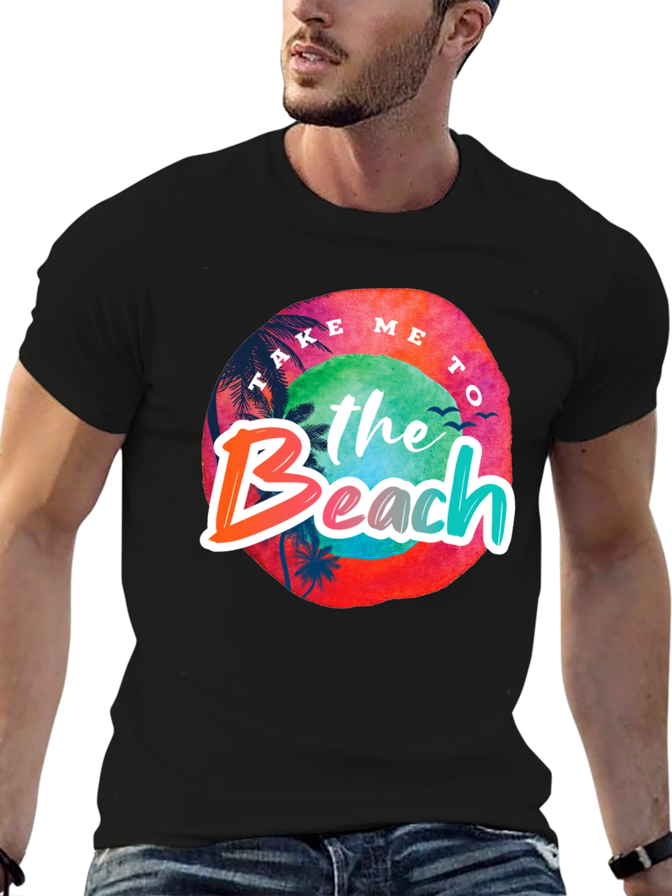 Take Me To the Beach Black Graphic Tee