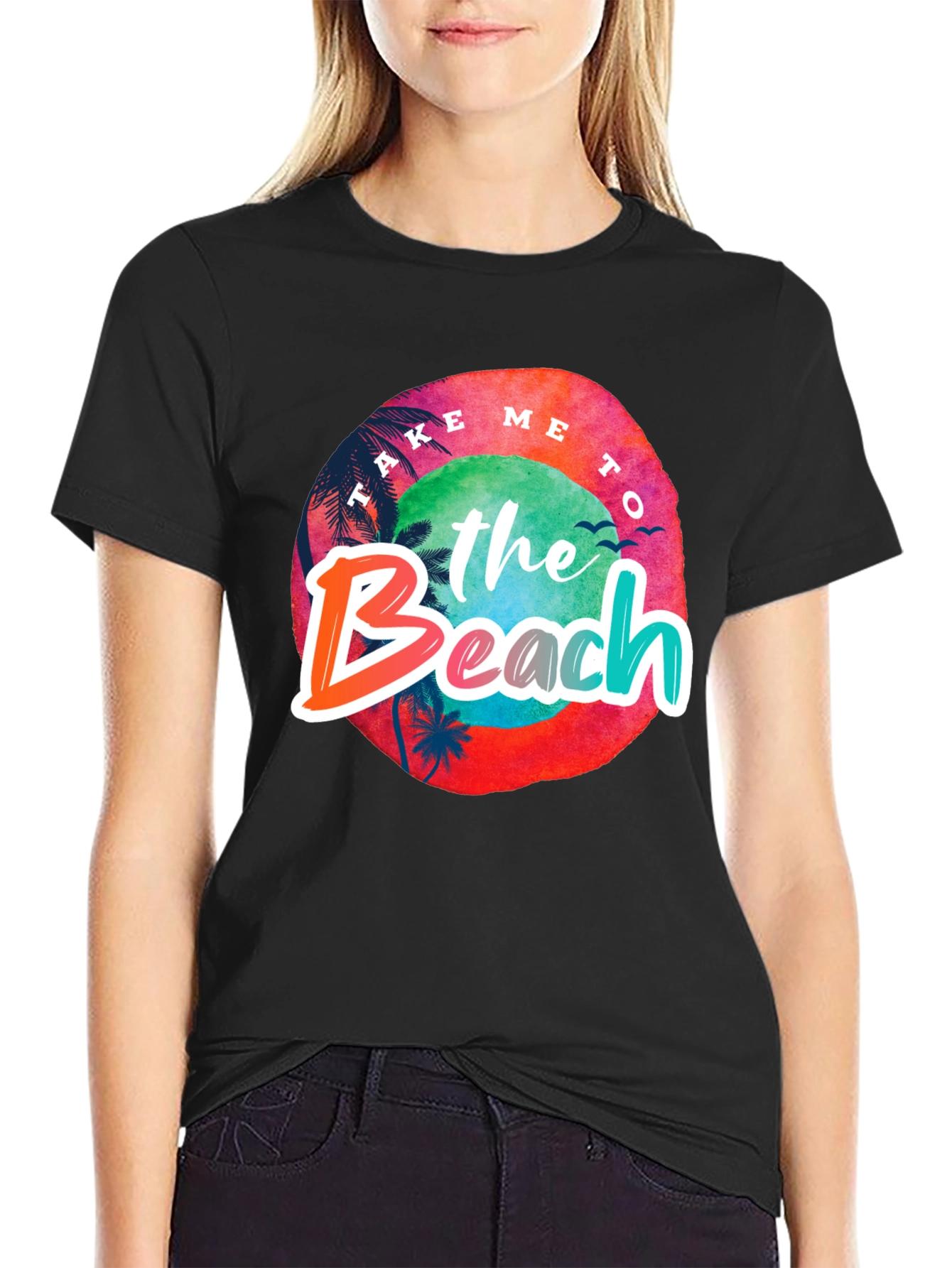 Take Me To the Beach Black Graphic Tee