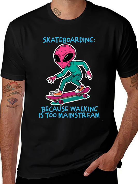 Skateboarding Alien T-Shirt: Mainstream Alternative
