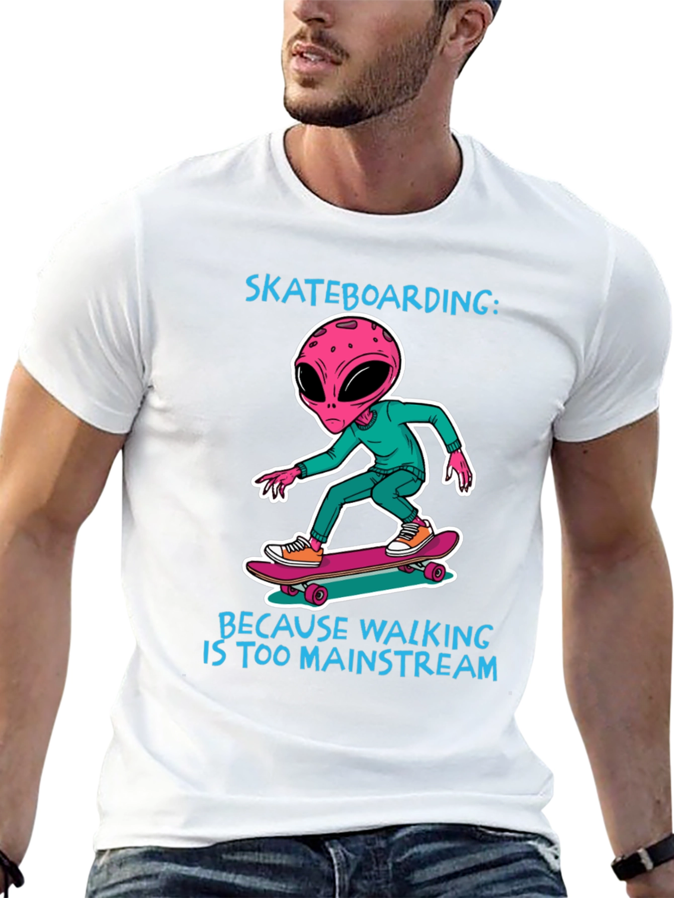 Skateboarding Alien T-Shirt: Mainstream Alternative