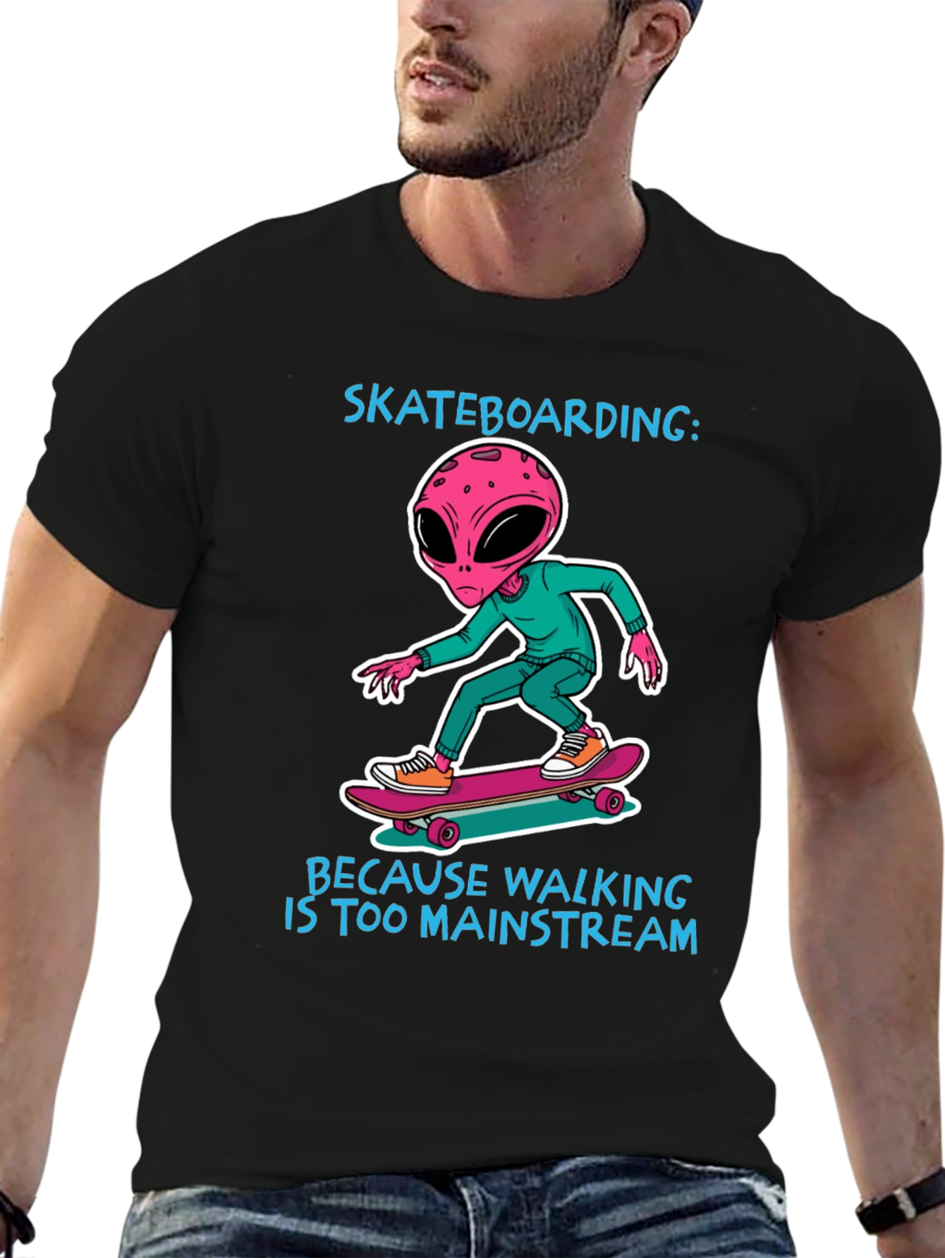 Skateboarding Alien T-Shirt: Mainstream Alternative