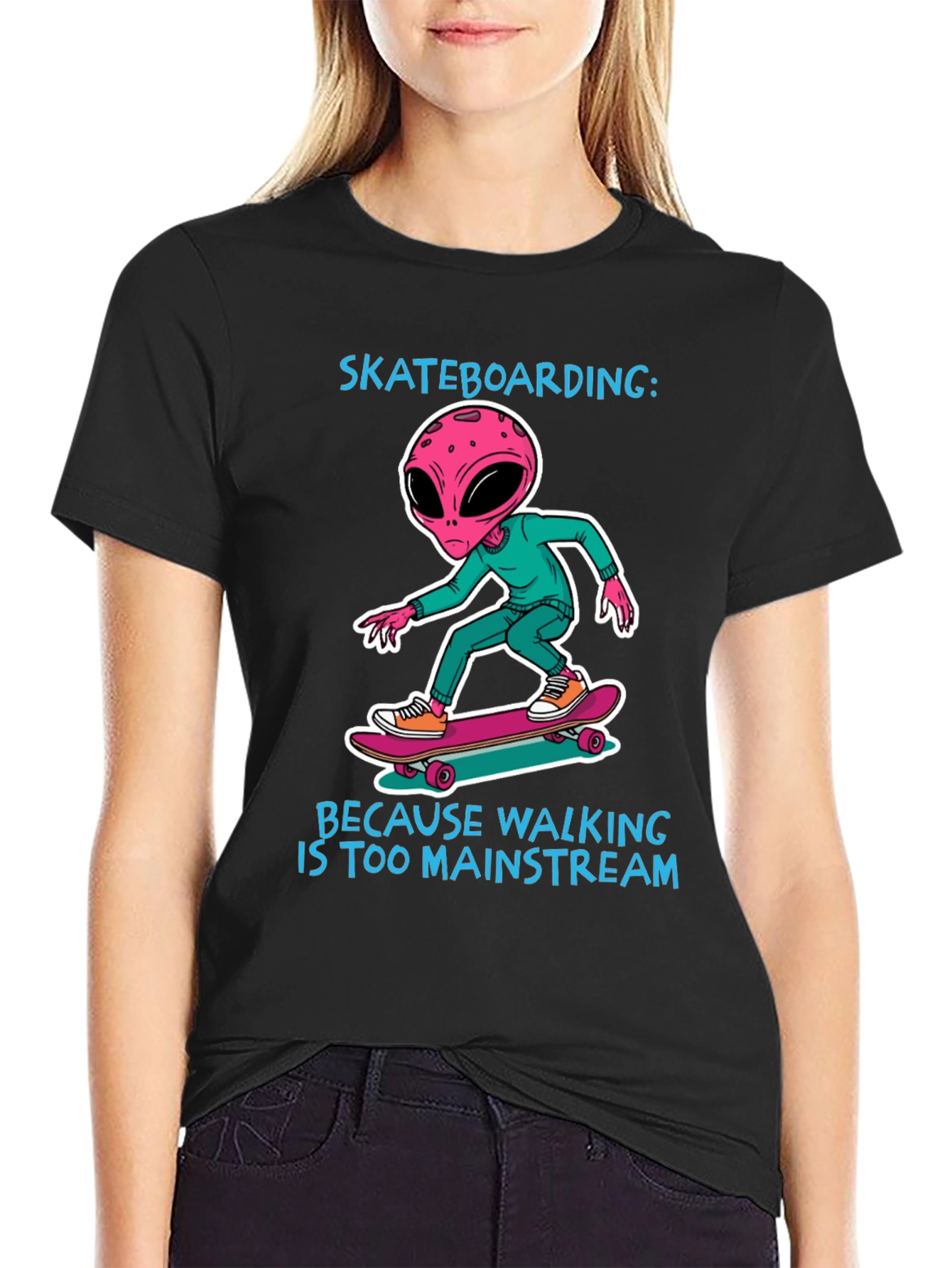 Skateboarding Alien T-Shirt: Mainstream Alternative