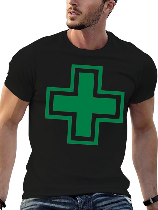 Green Cross Graphic Tee - Bold Statement Shirt