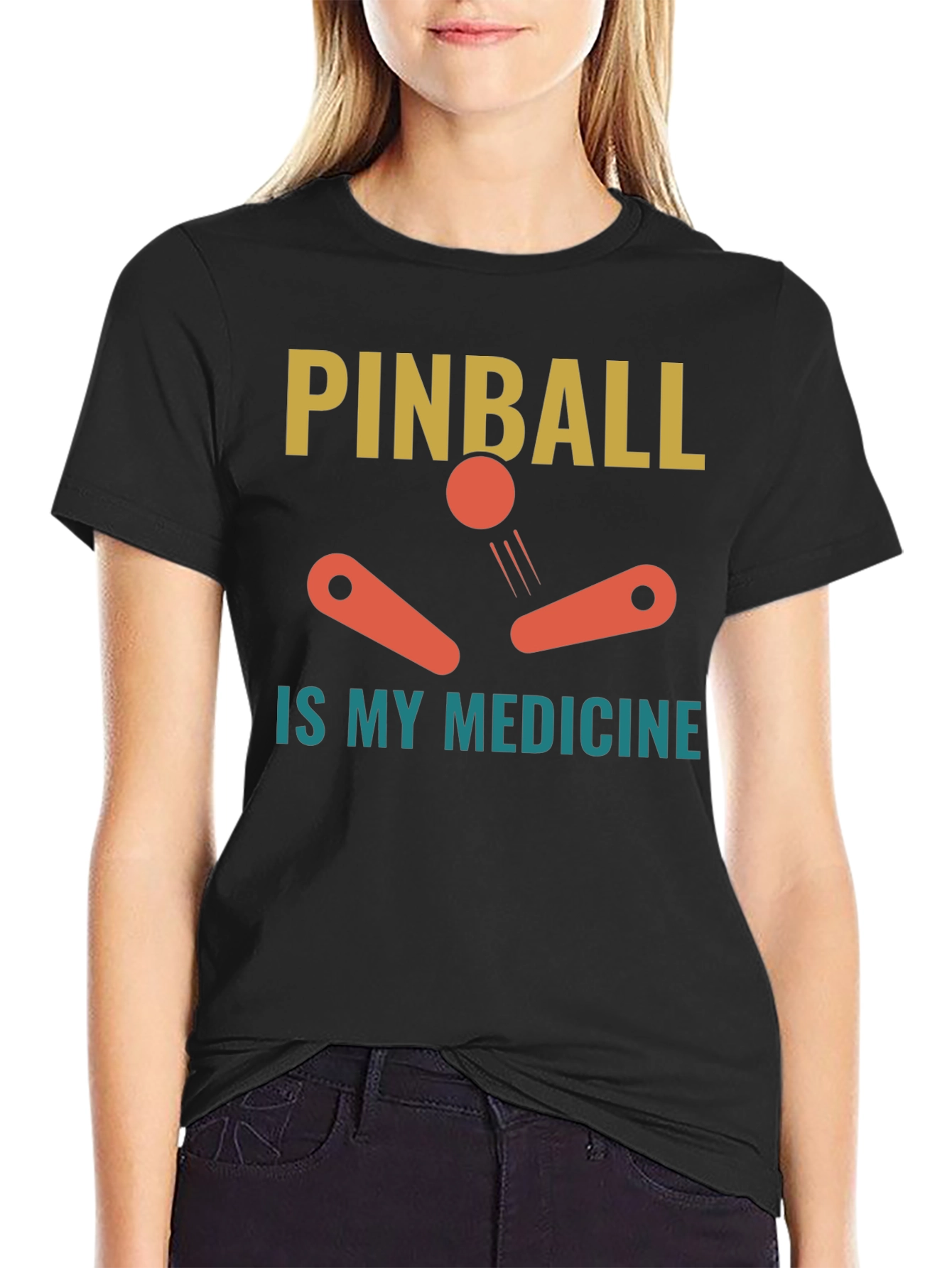 Pinball is My Medicine Black T-Shirt