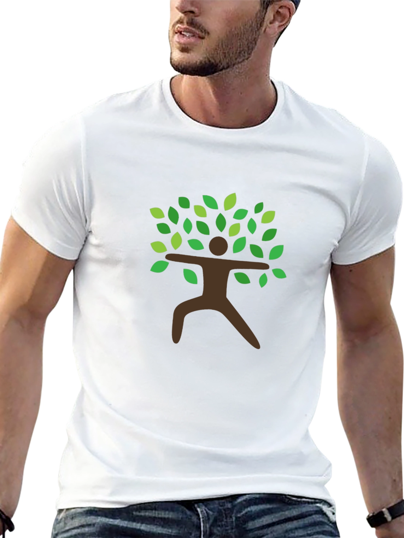 Nature Tree Man Graphic Black T-Shirt