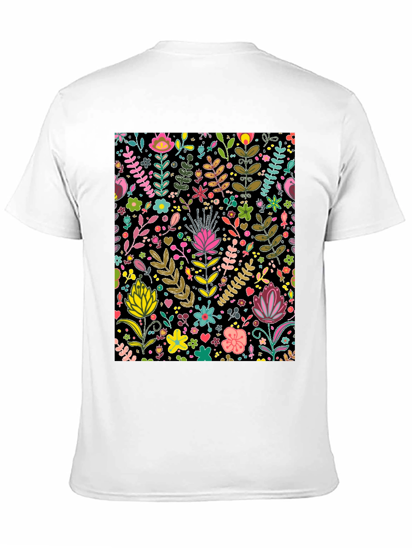 Floral Patterned Black T-Shirt