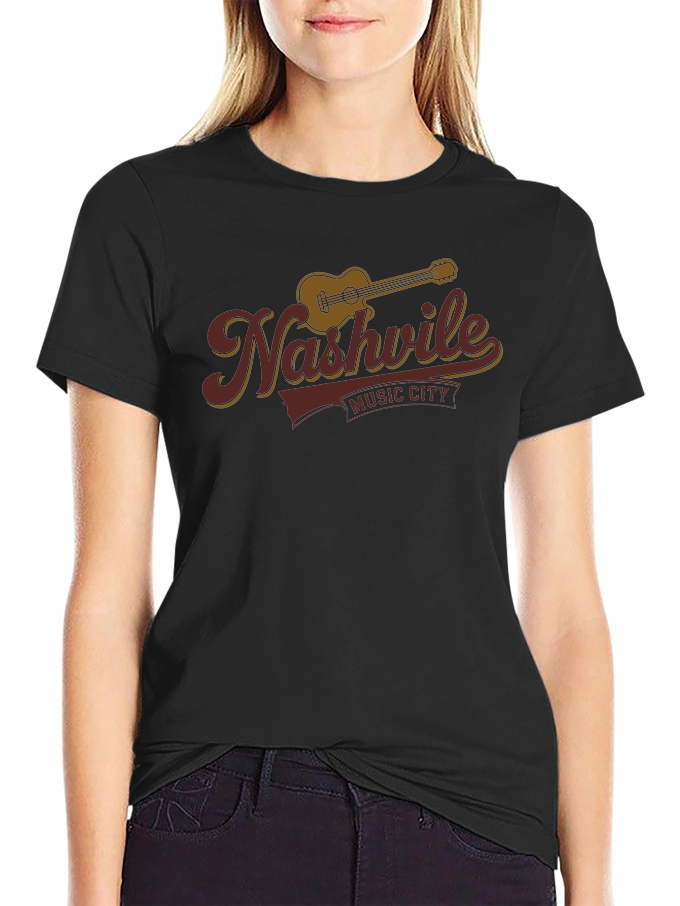 Nashville Music City Black Graphic T-Shirt