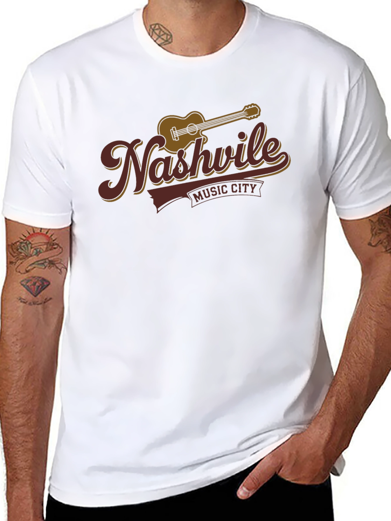 Nashville Music City Black Graphic T-Shirt