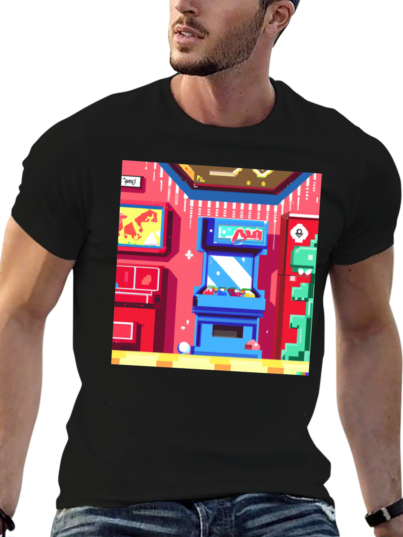 Retro Arcade Gamer T-Shirt - Black Cotton Tee