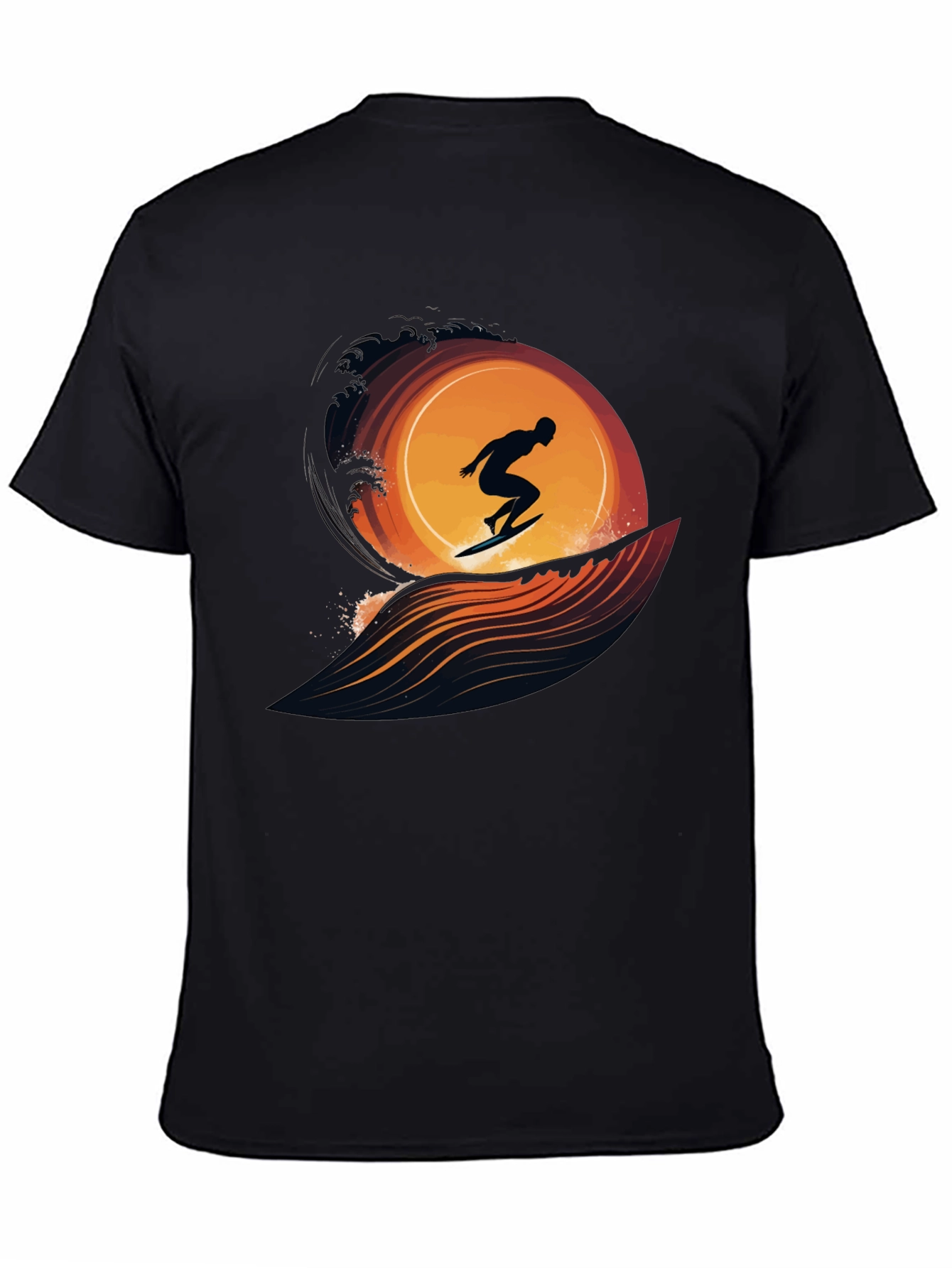 Surfing Silhouette Graphic Tee - Black