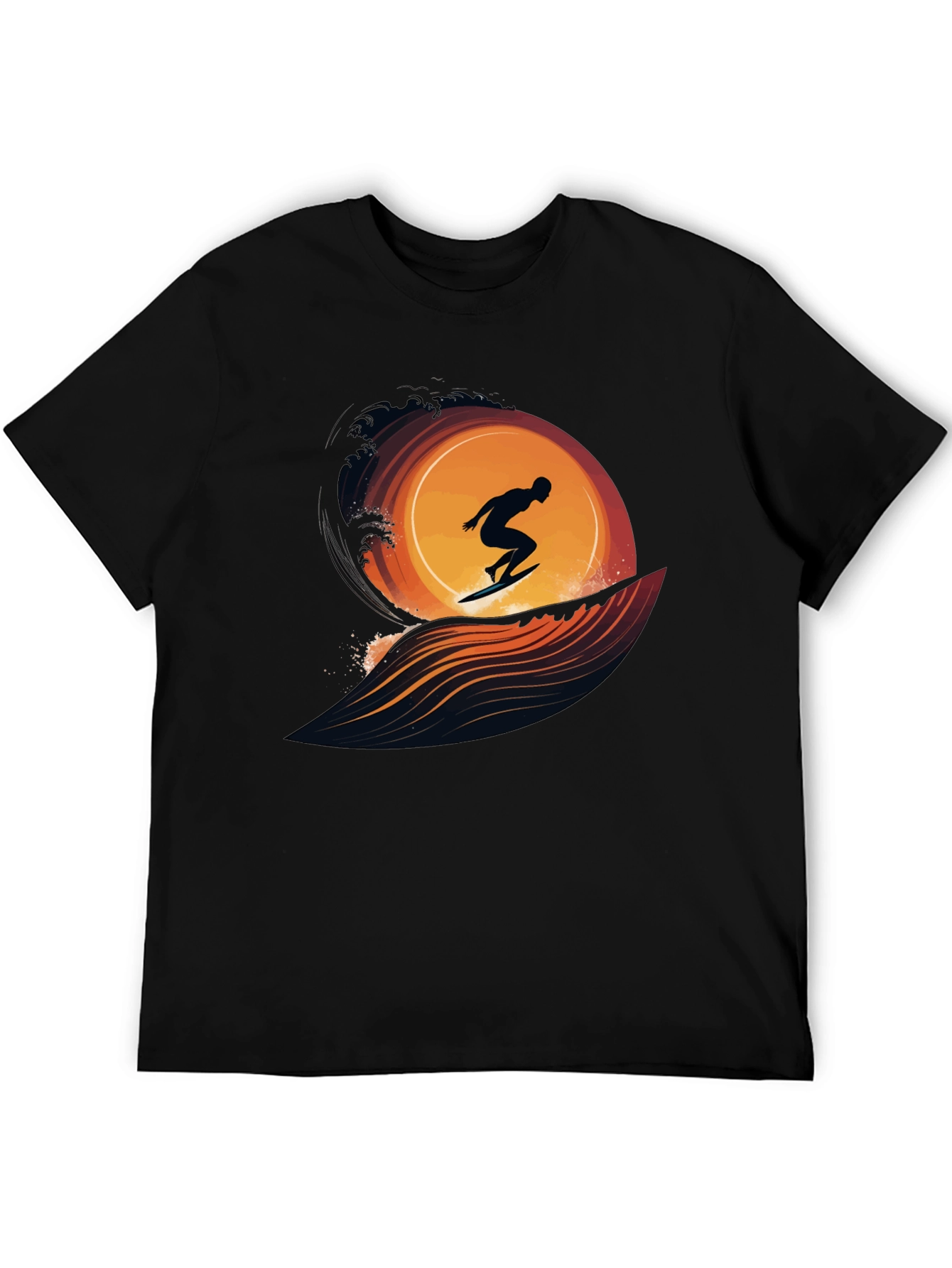Surfing Silhouette Graphic Tee - Black