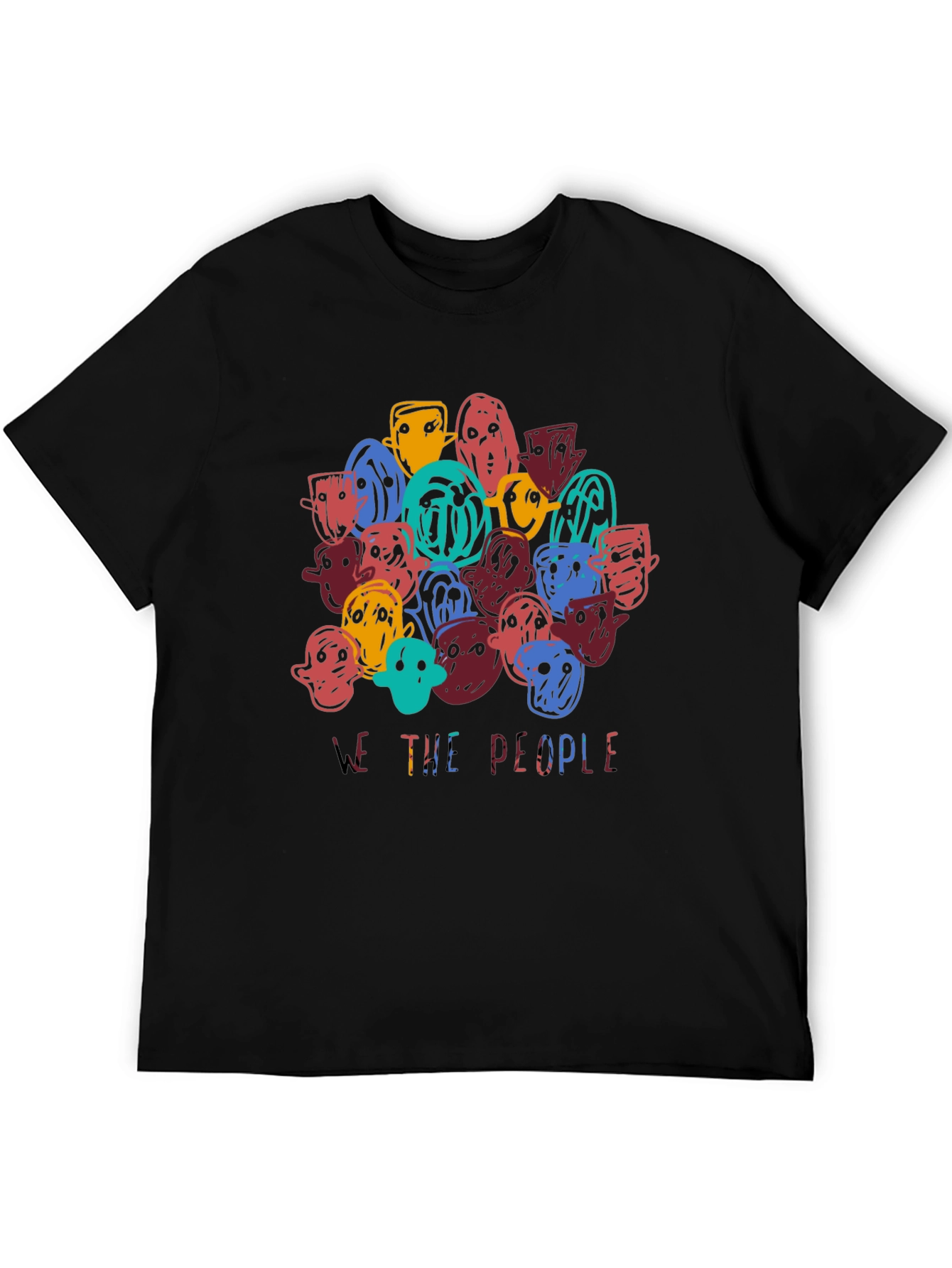 Artistic We The People Graphic Print Tee - Black