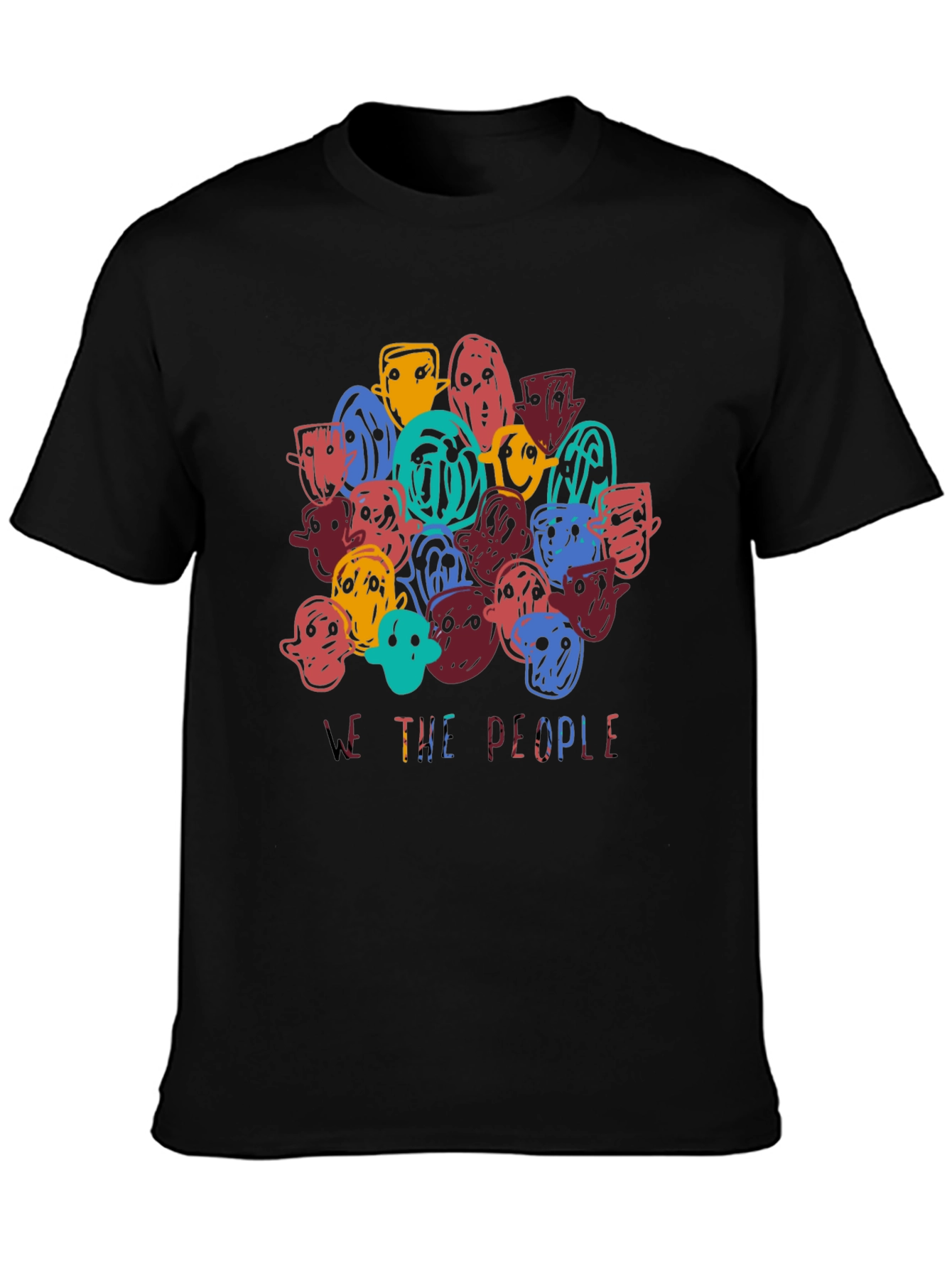 Artistic We The People Graphic Print Tee - Black