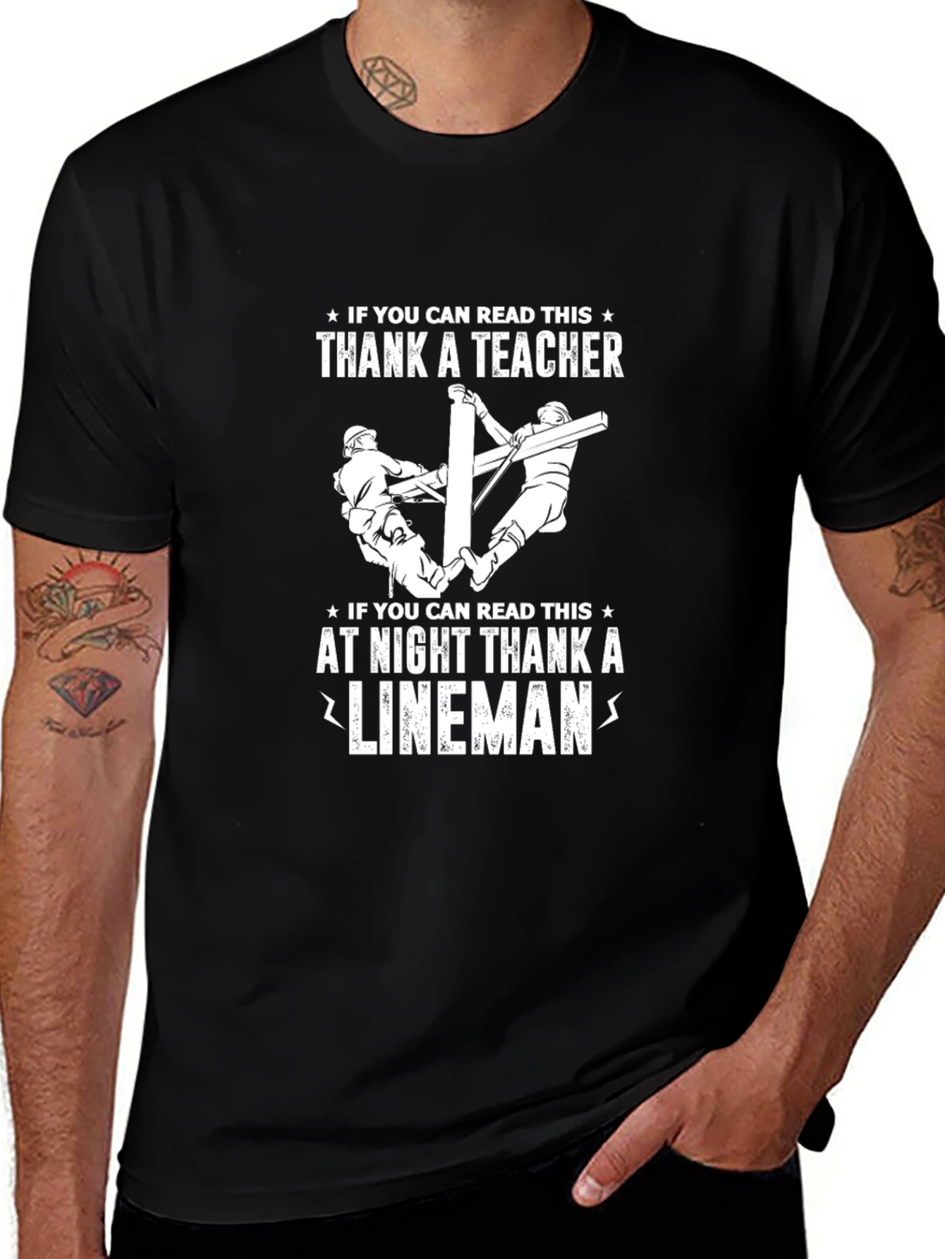 Lineman & Teacher Appreciation T-Shirt - Black