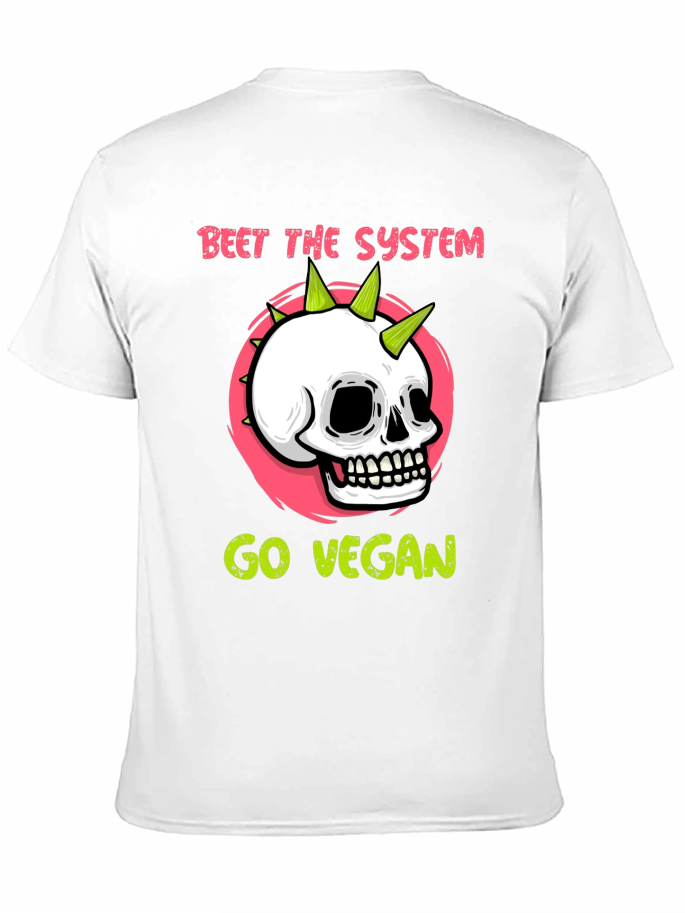 Beet the System Go Vegan T-Shirt Punk Skull Graphic