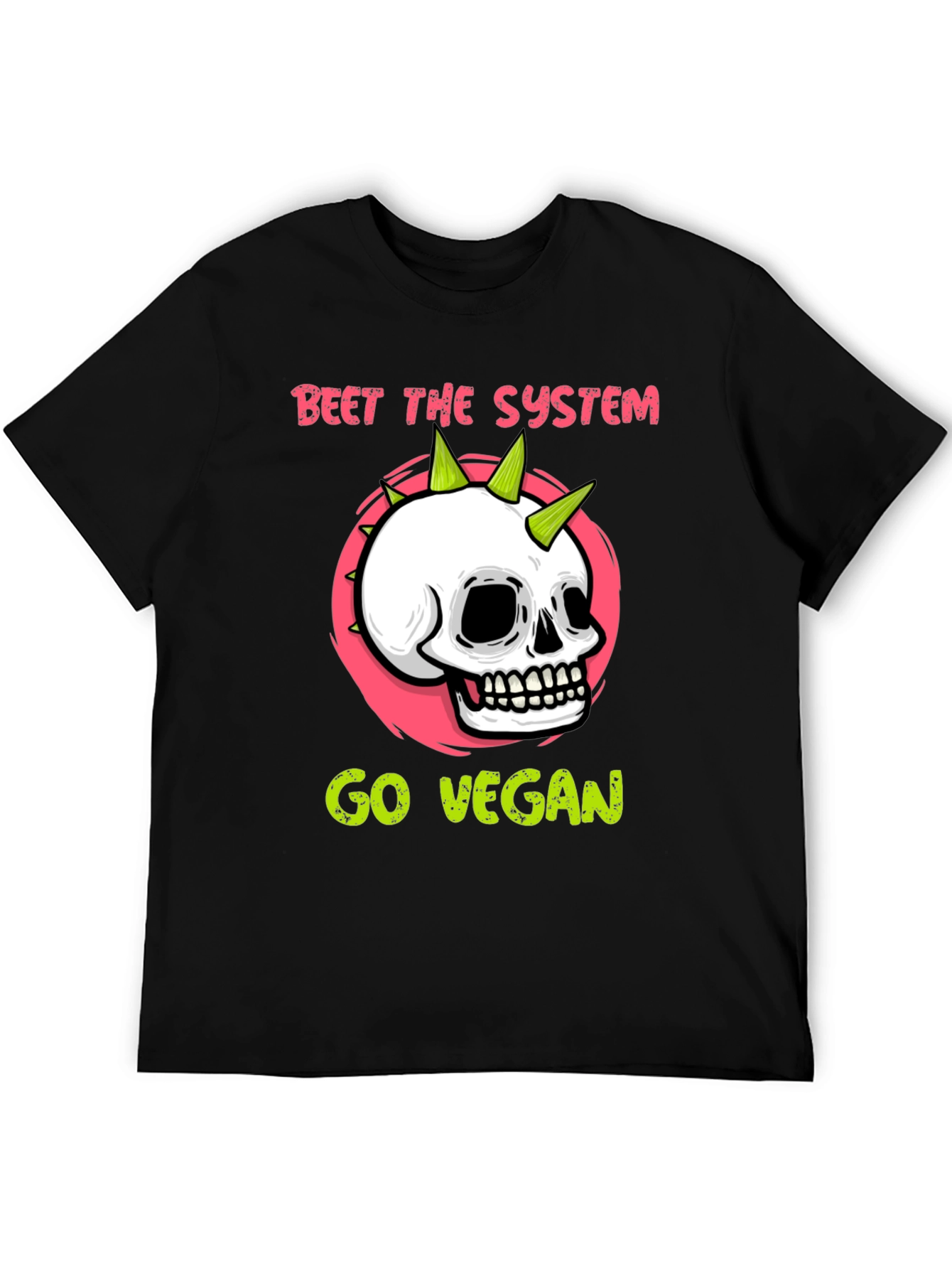 Beet the System Go Vegan T-Shirt Punk Skull Graphic