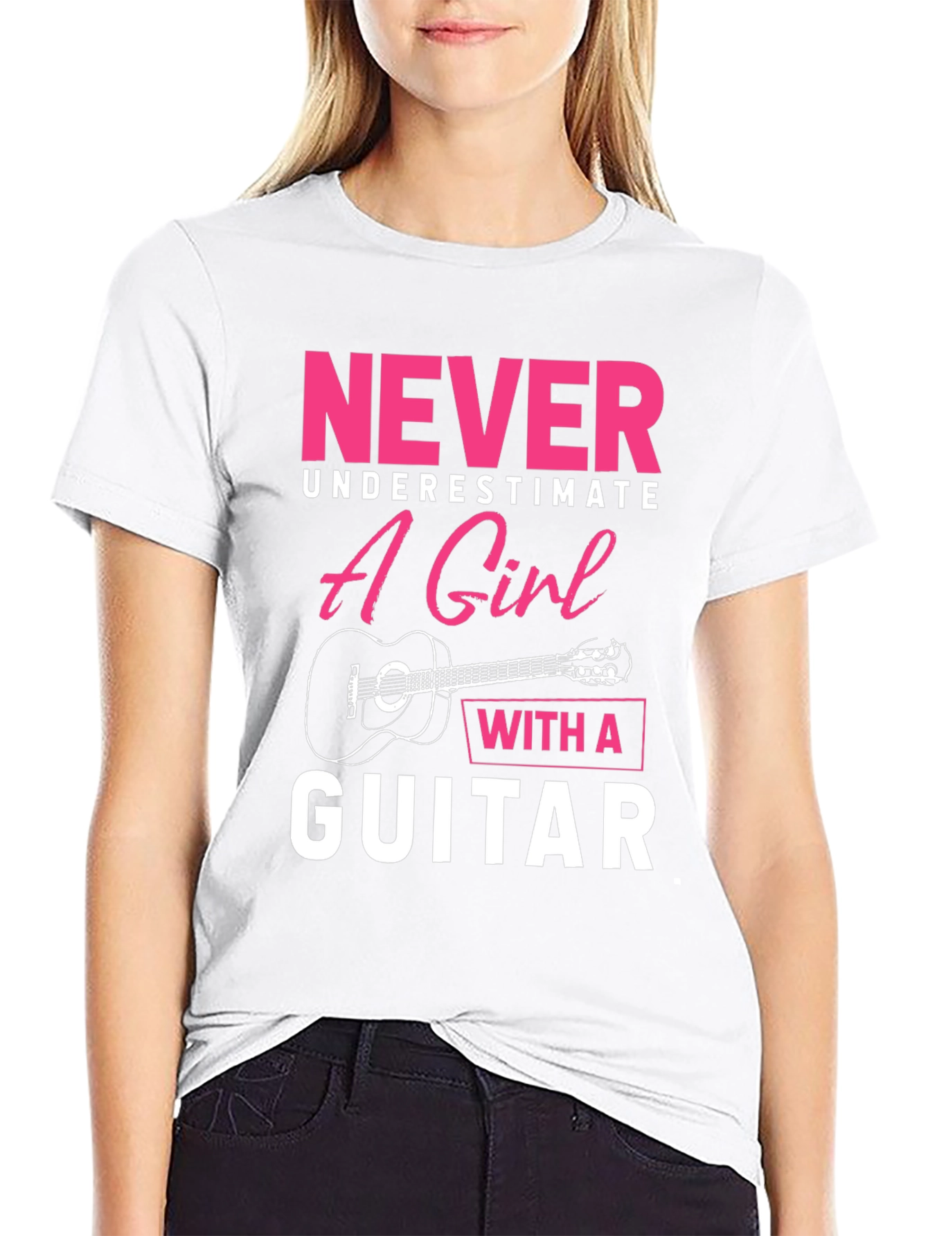 Never Underestimate Girl With Guitar T-Shirt
