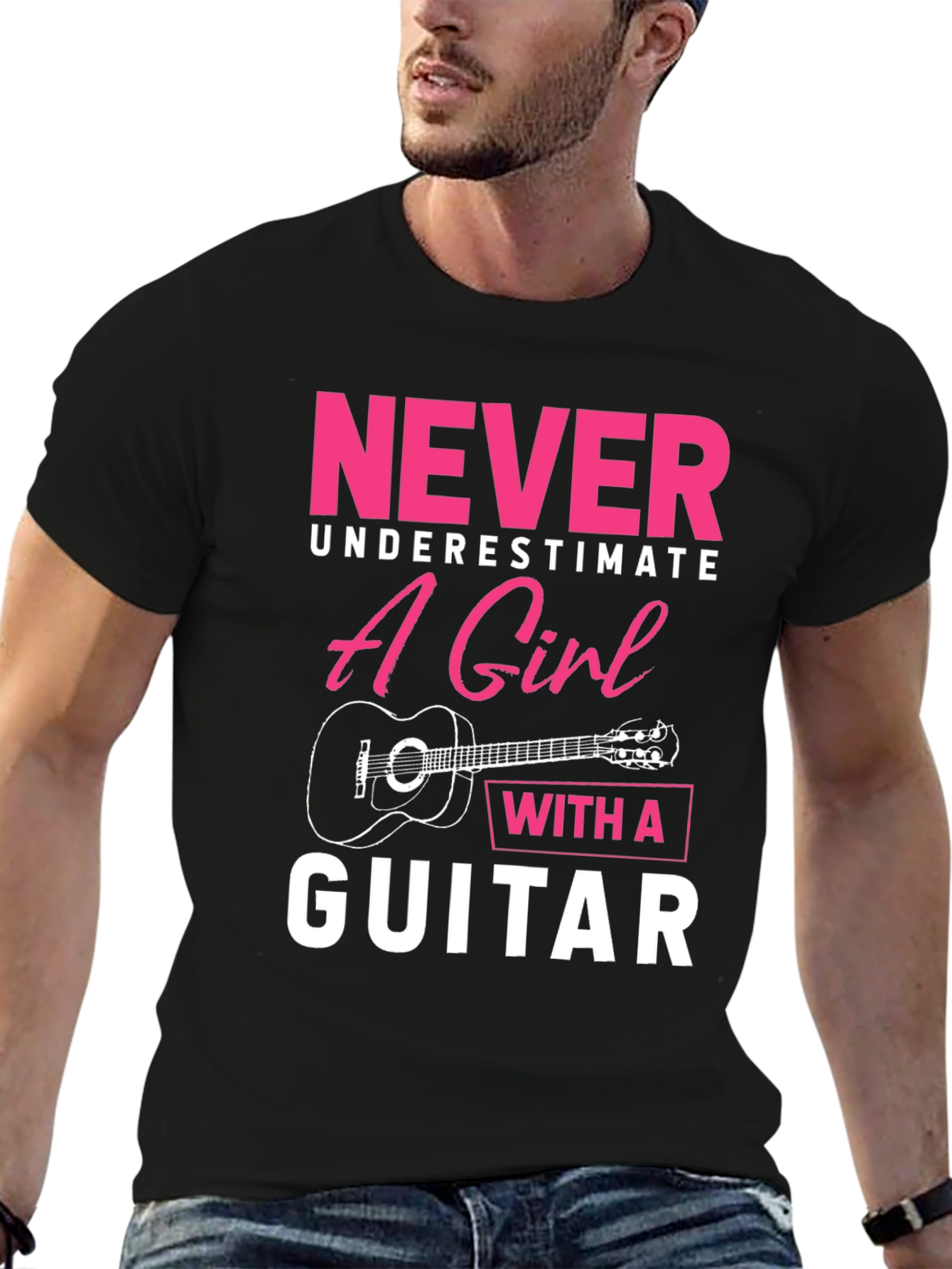 Never Underestimate Girl With Guitar T-Shirt