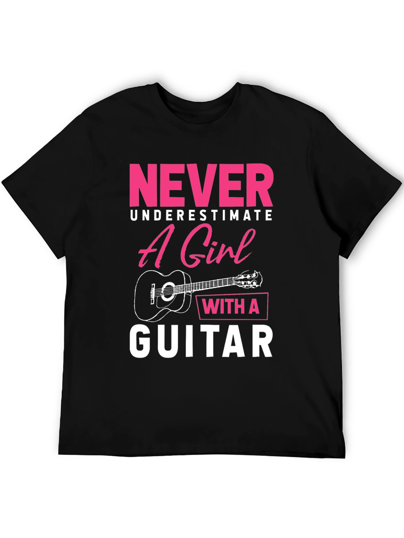 Never Underestimate Girl With Guitar T-Shirt