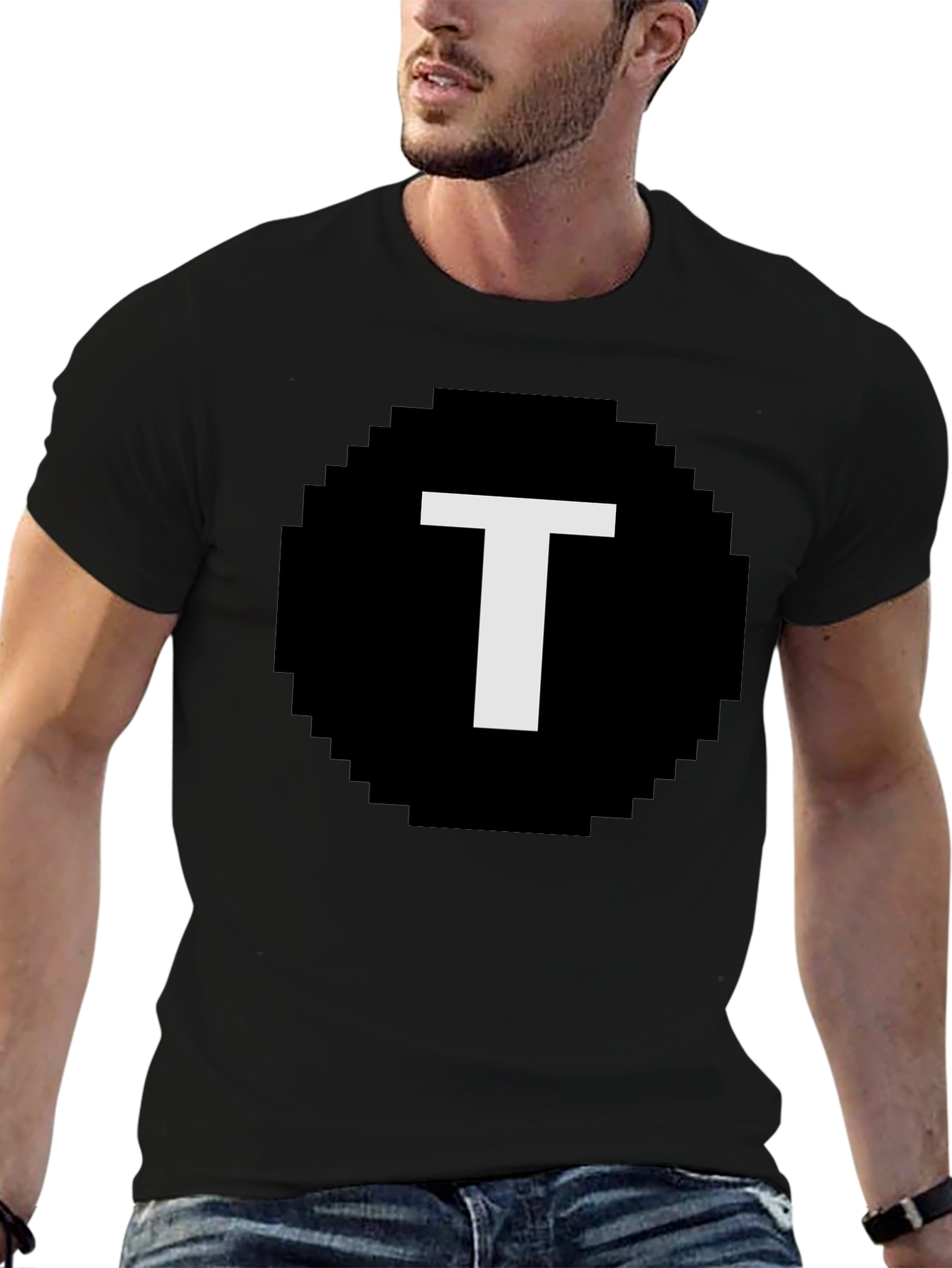 Pixelated T Graphic Tee - Retro Style