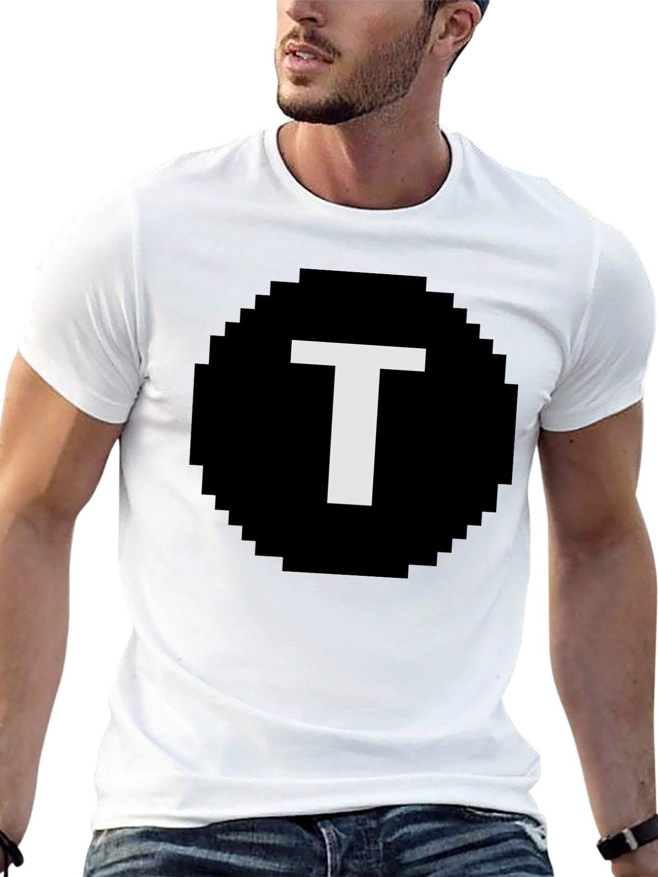 Pixelated T Graphic Tee - Retro Style