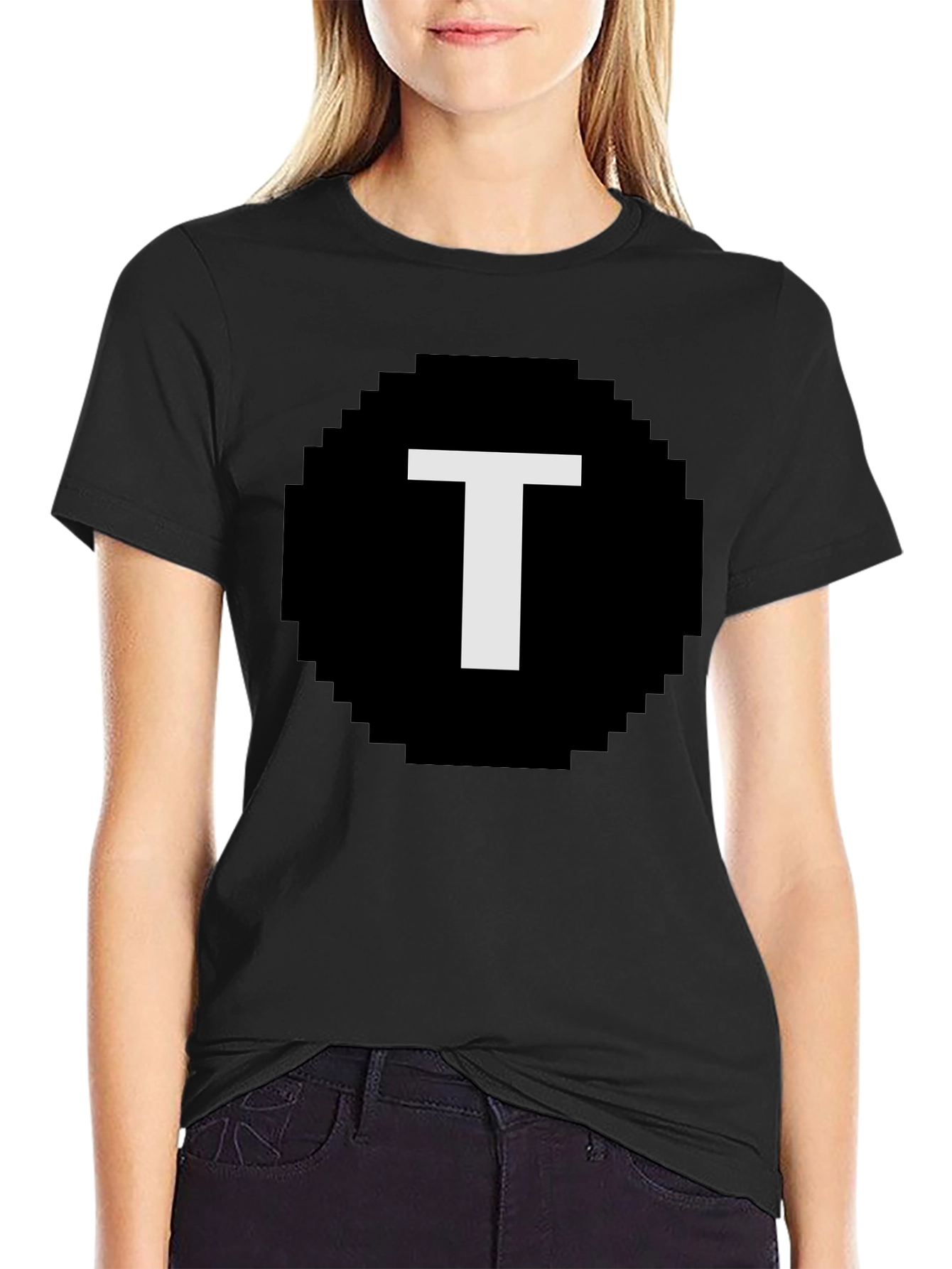 Pixelated T Graphic Tee - Retro Style