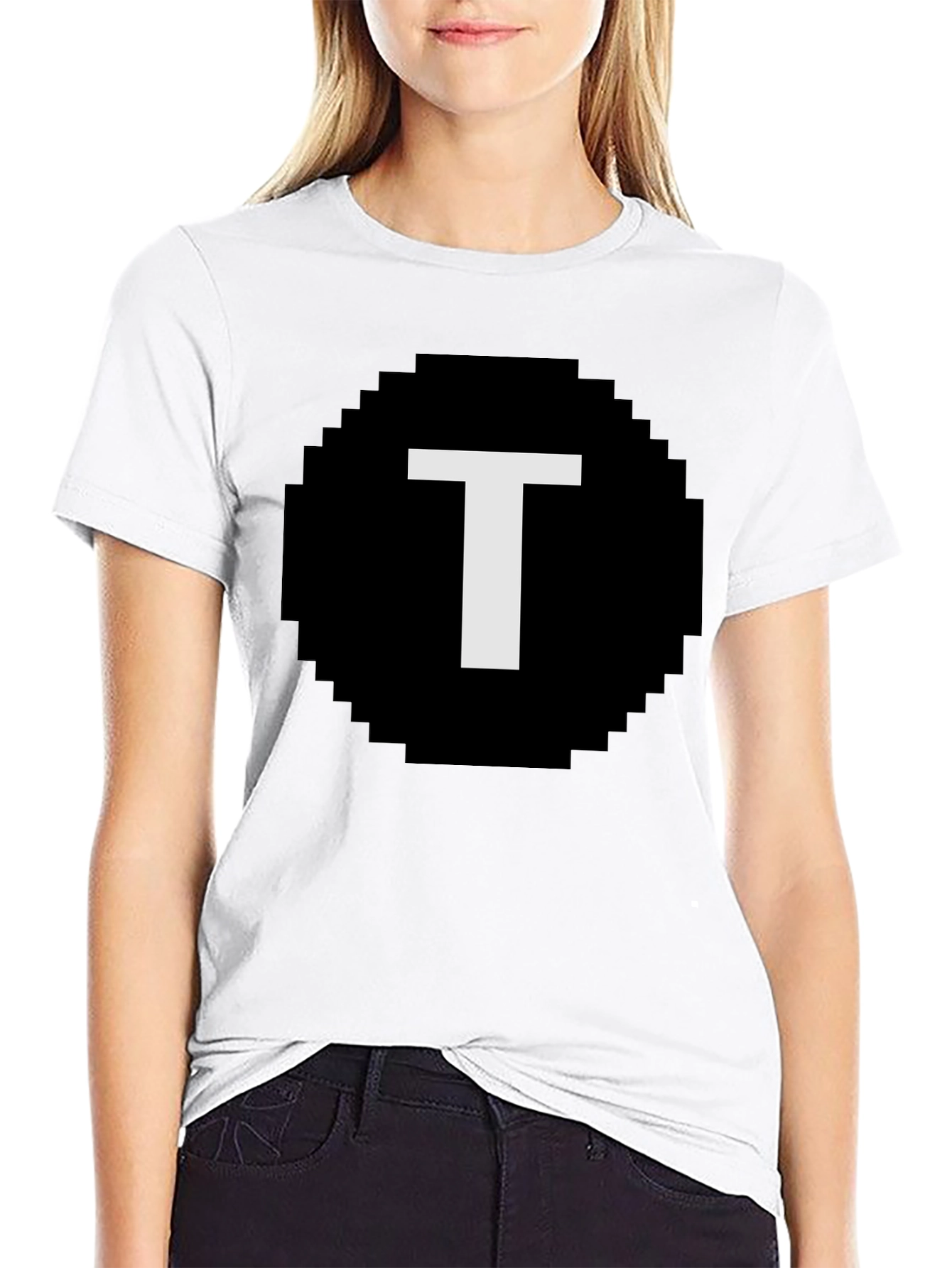 Pixelated T Graphic Tee - Retro Style