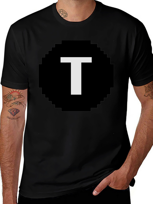 Pixelated T Graphic Tee - Retro Style