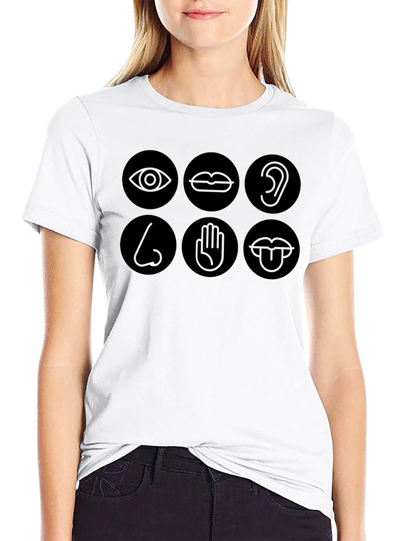 Senses Graphic Tee - Black Crew Neck T-Shirt
