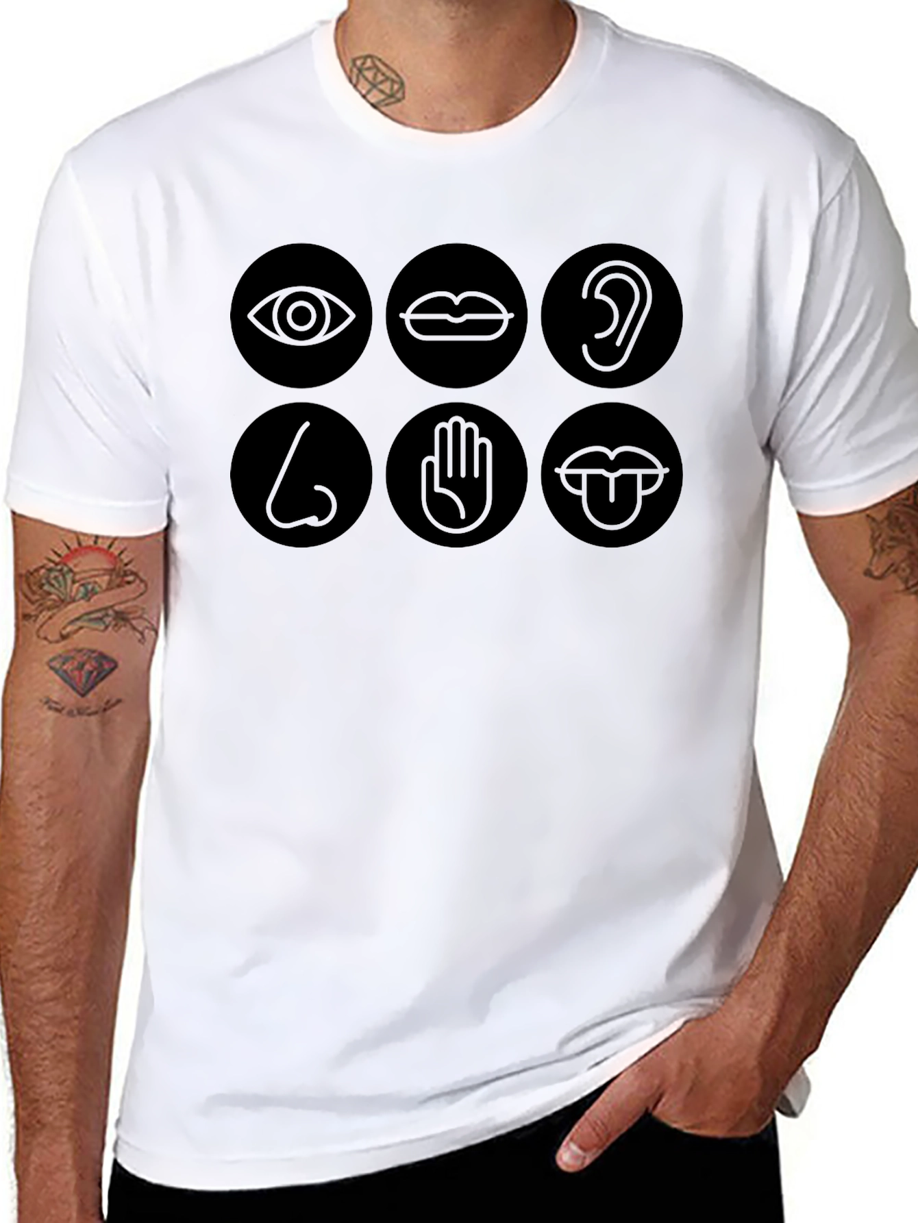 Senses Graphic Tee - Black Crew Neck T-Shirt