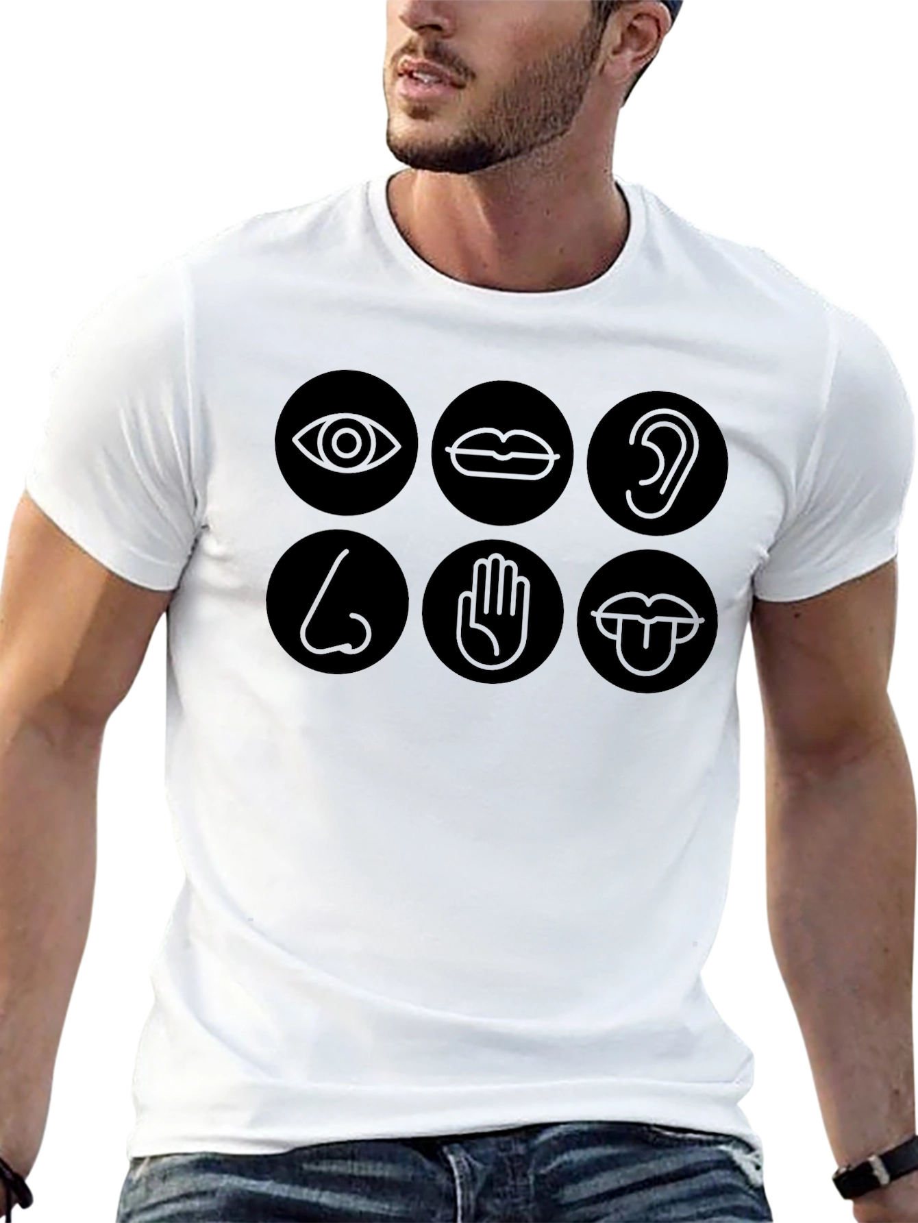 Senses Graphic Tee - Black Crew Neck T-Shirt