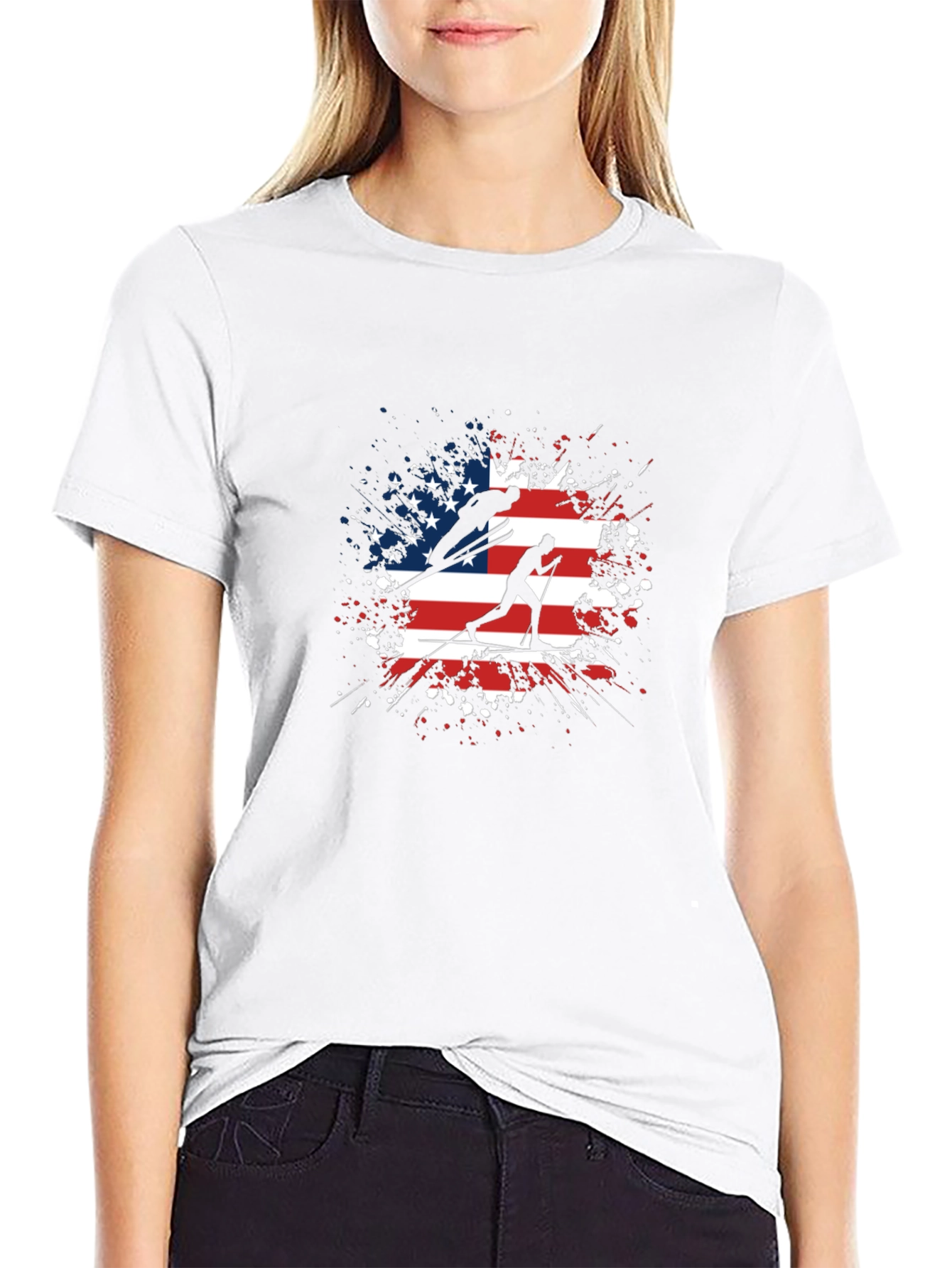 American Flag Ski T-Shirt