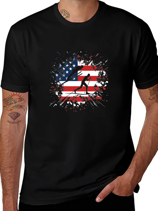 American Flag Ski T-Shirt