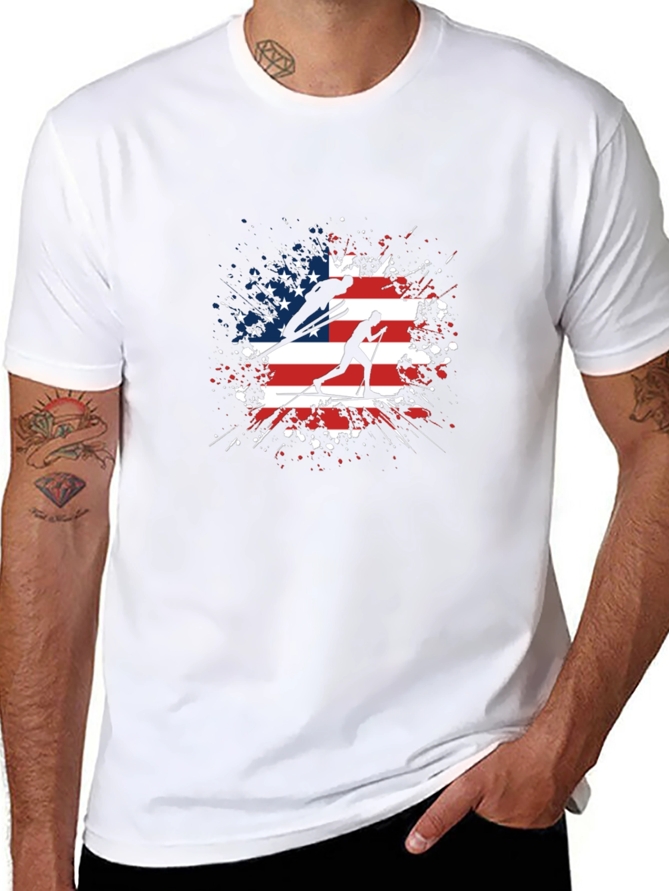 American Flag Ski T-Shirt